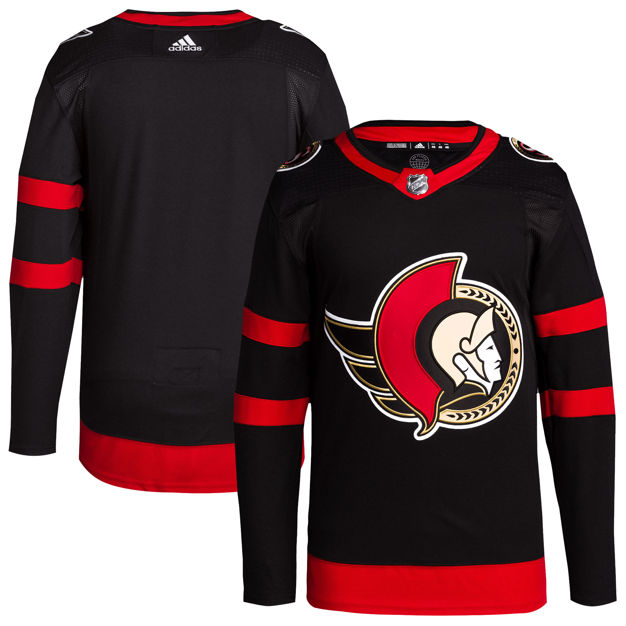 Ottawa Senators adidas Home Primegreen Authentic Pro Blank Jersey - Black - vstockx