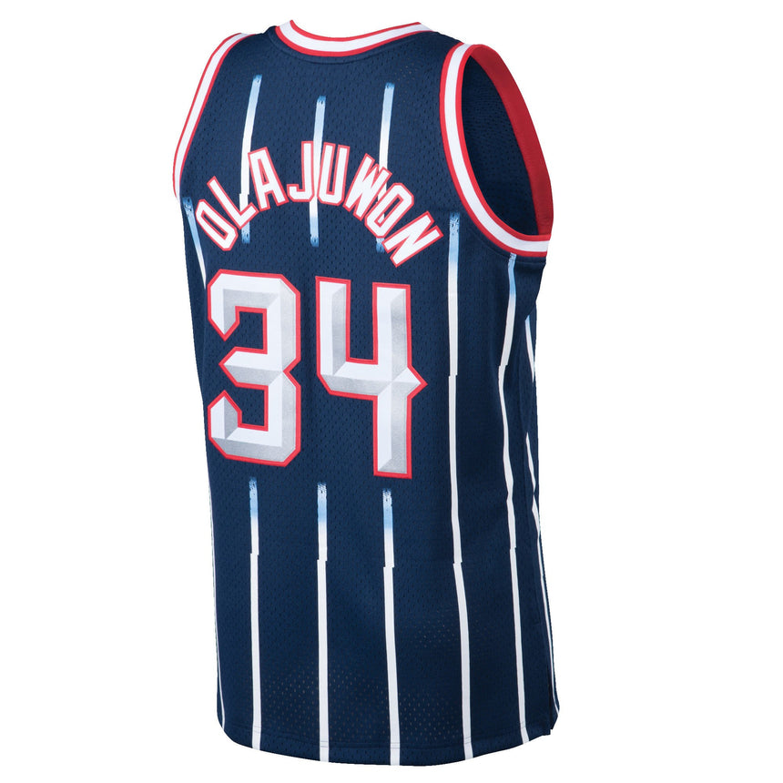 Men's Houston Rockets Hakeem Olajuwon Mitchell & Ness Navy 1996-97 Hardwood Classics Swingman Jersey - vstockx