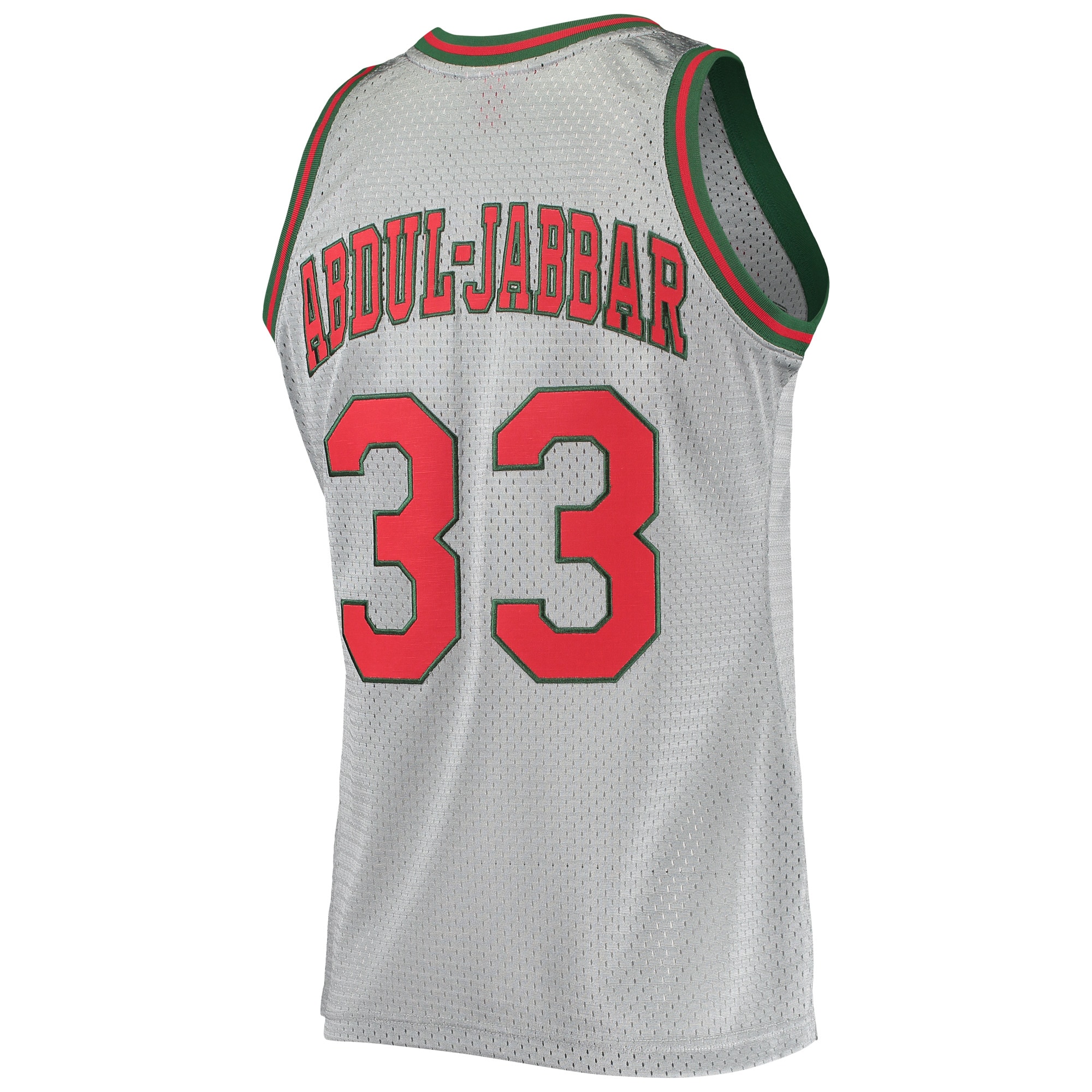 Kareem Abdul-Jabbar Milwaukee Bucks Mitchell & Ness 75th Anniversary 1971/72 Hardwood Classics Swingman Jersey - Silver - vstockx