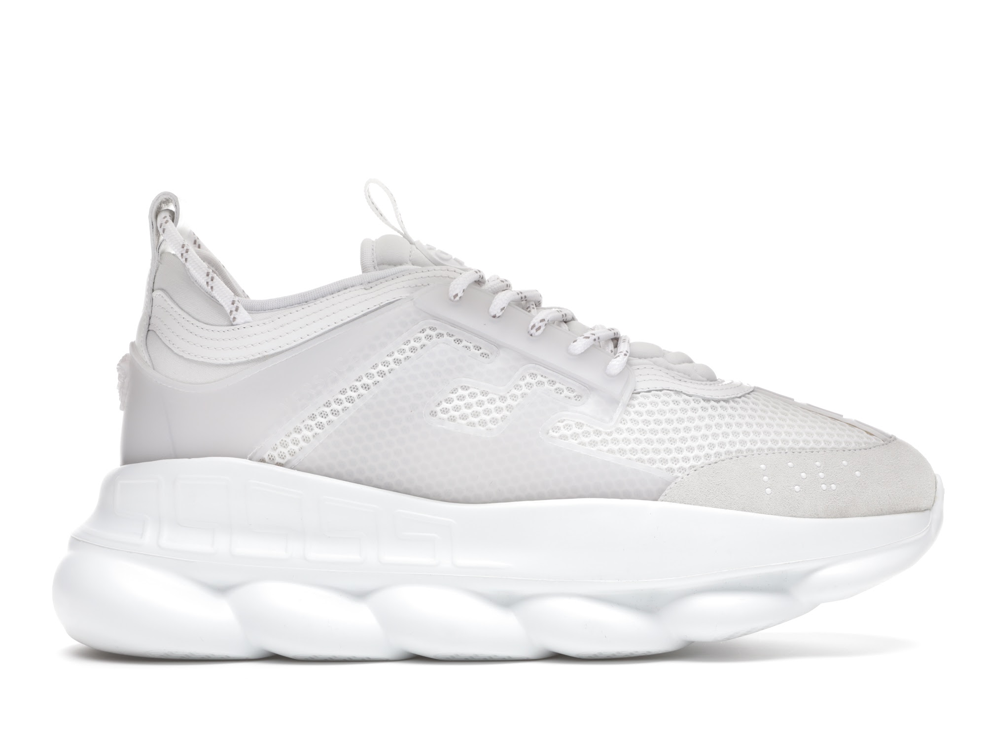 Versace Chain Reaction White Mesh Rubber Suede - vstockx