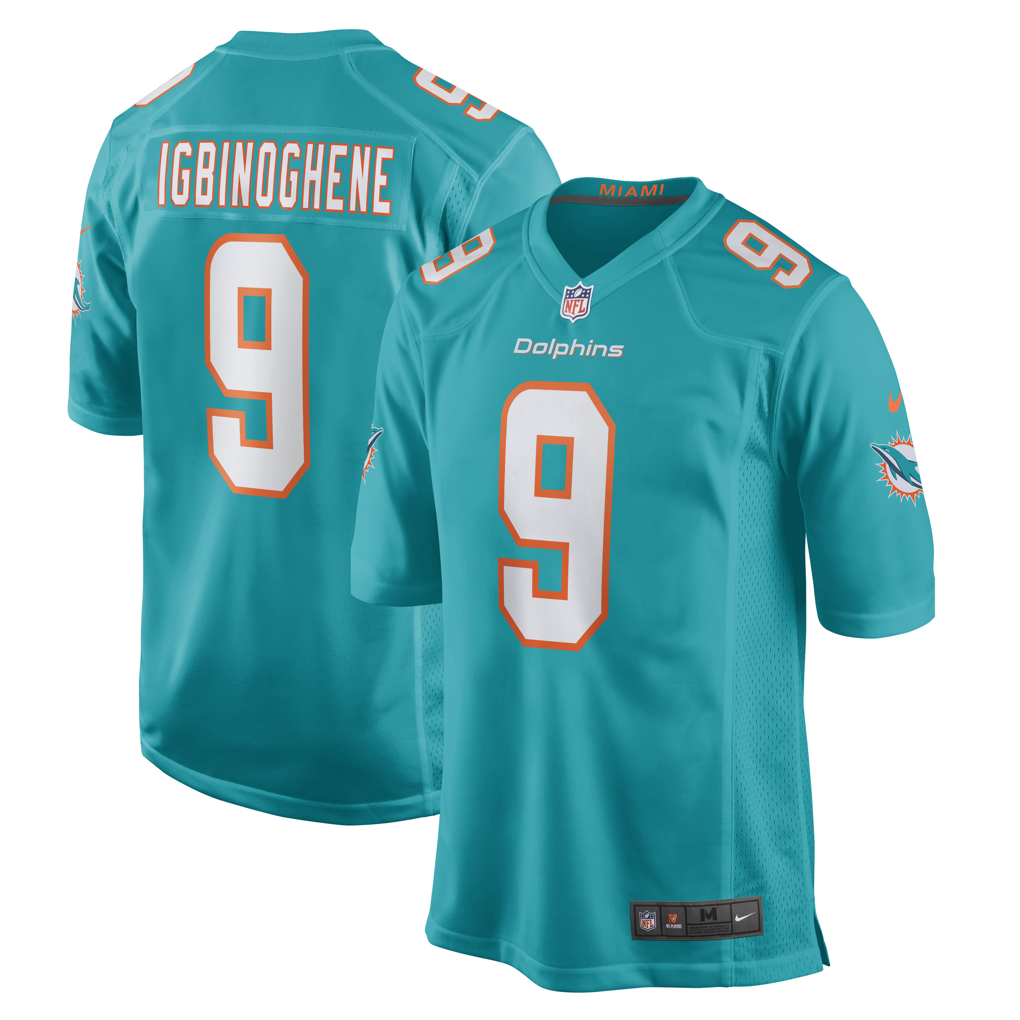 Noah Igbinoghene Miami Dolphins Nike Game Player Jersey - Aqua - vstockx