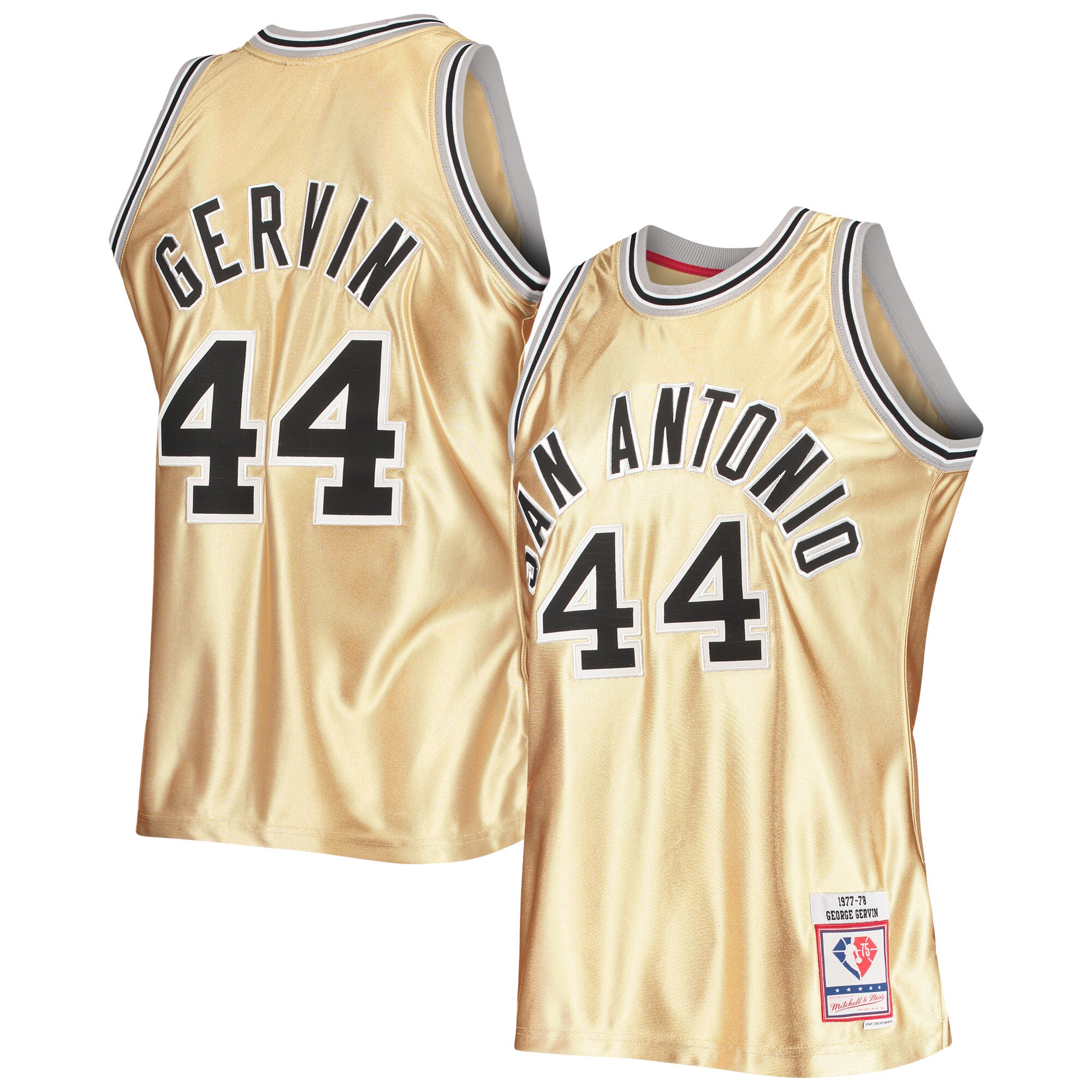 George Gervin San Antonio Spurs Mitchell & Ness 75th Anniversary 1977/78 Hardwood Classics Swingman Jersey - Gold - vstockx