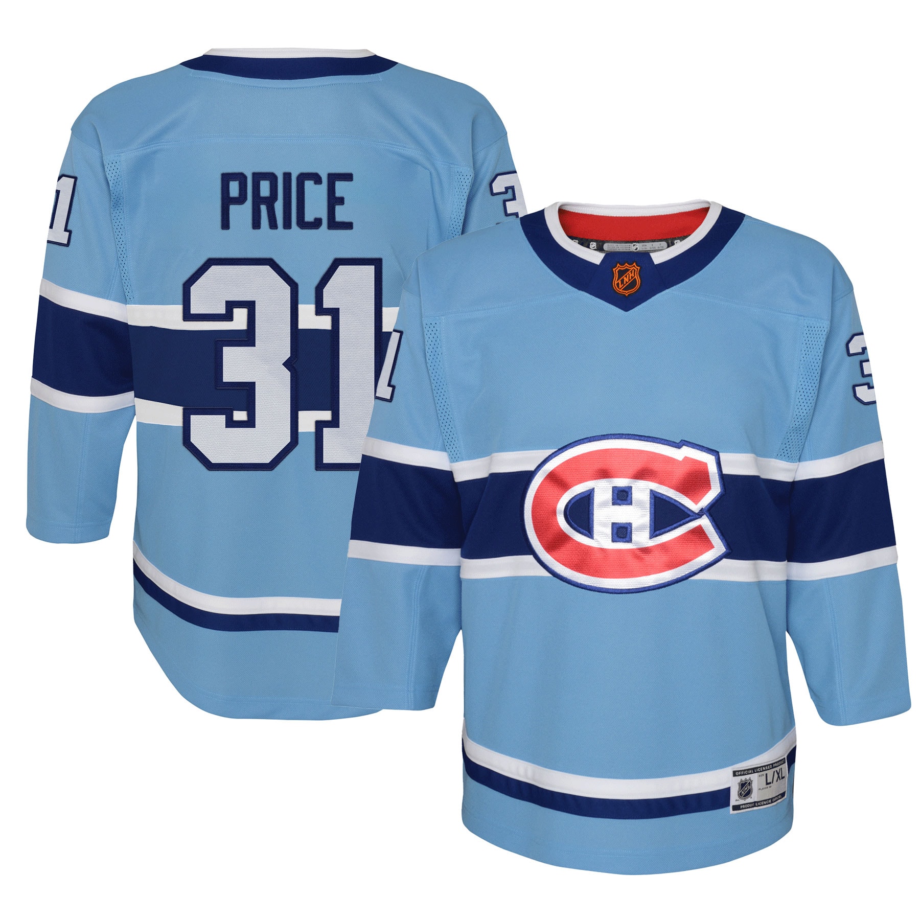 Carey Price Montreal Canadiens Youth Special Edition 2.0 Premier Player Jersey - Light Blue - vstockx