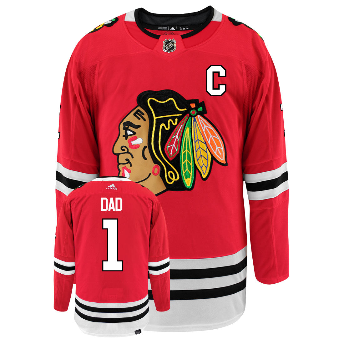 Chicago Blackhawks Dad Number One Adidas Primegreen Authentic NHL Hockey Jersey - vstockx