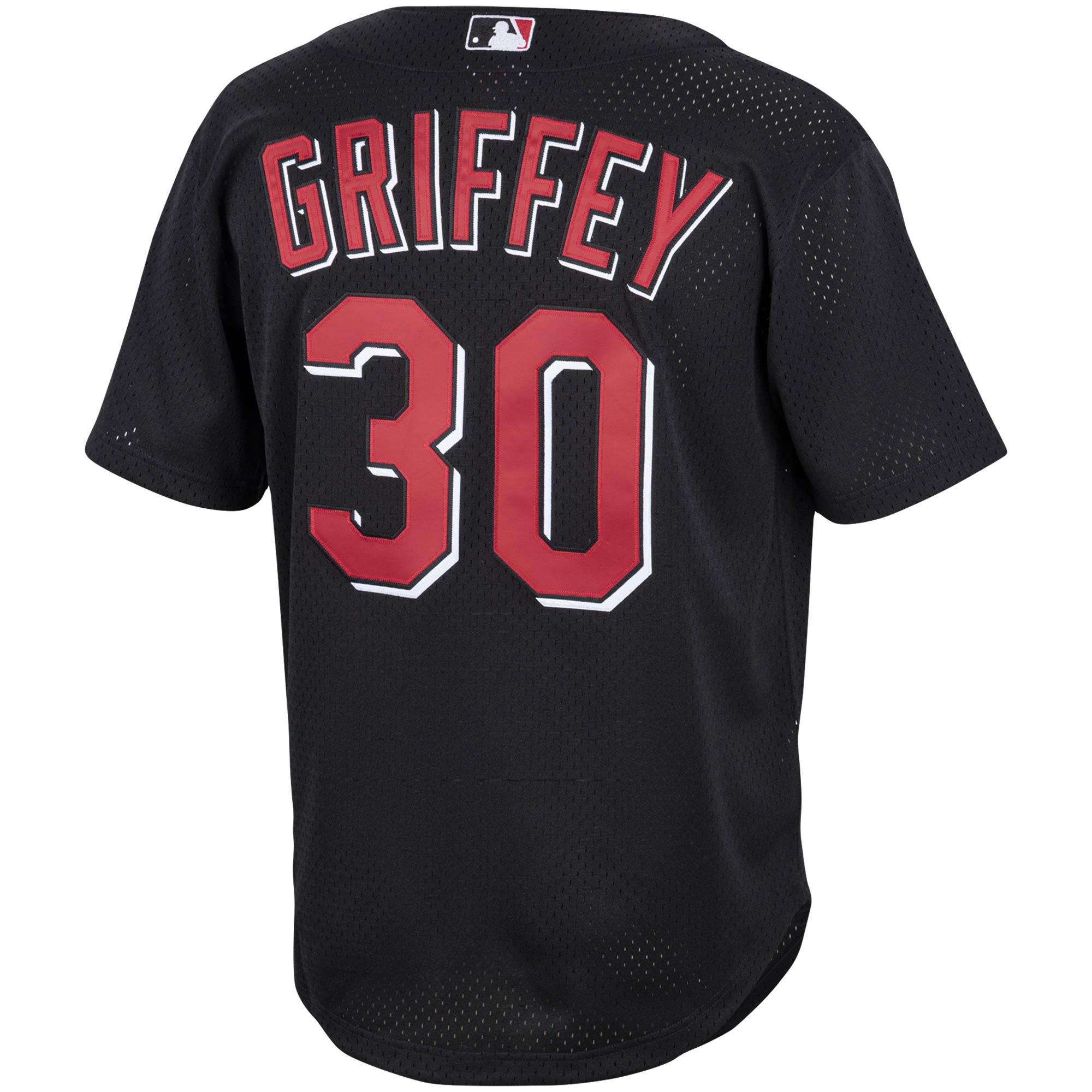 Ken Griffey Jr. Cincinnati Reds Mitchell & Ness Cooperstown Collection Mesh Batting Practice Button-Up Jersey - Black - vstockx