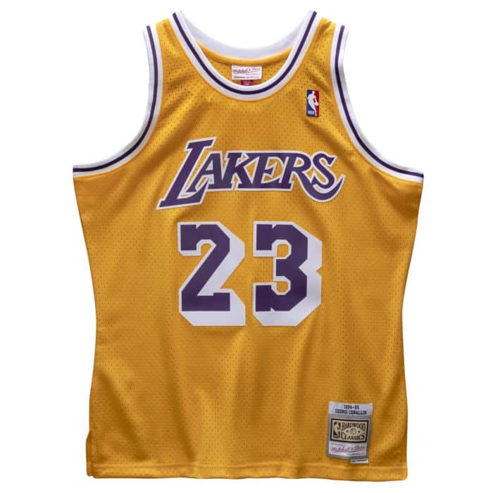 Men's Los Angeles Lakers Cedric Ceballos Mitchell & Ness Gold 1994-95 Hardwood Classics Swingman Jersey - vstockx