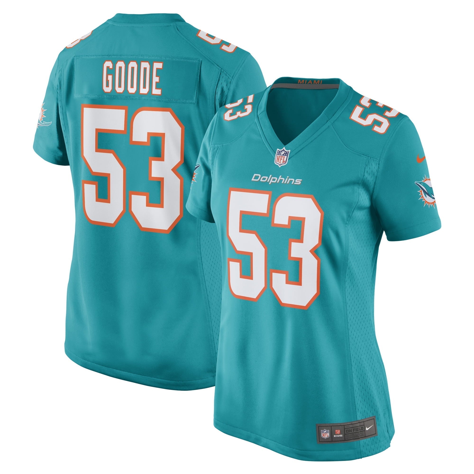 Women's Nike Cameron Goode Aqua Miami Dolphins Game Player Jersey - vstockx