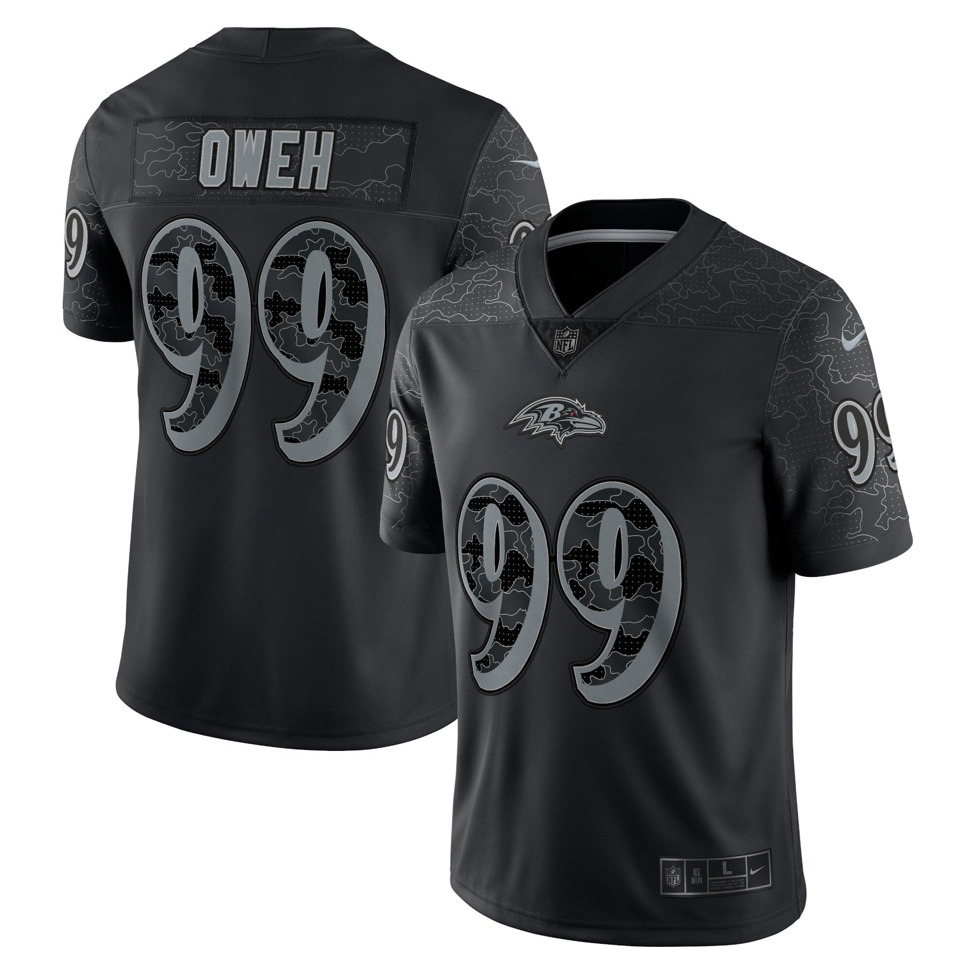 Men's Nike Odafe Oweh Black Baltimore Ravens RFLCTV Limited Jersey - vstockx