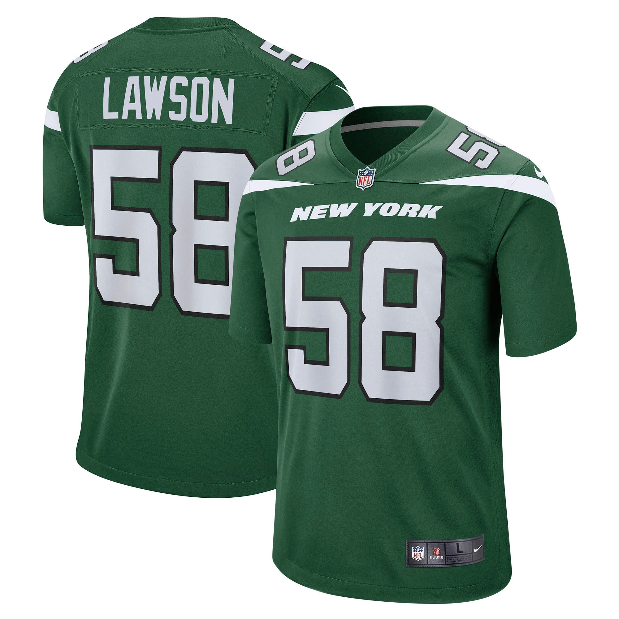 Men's Nike Carl Lawson Gotham Green New York Jets Game Jersey - vstockx