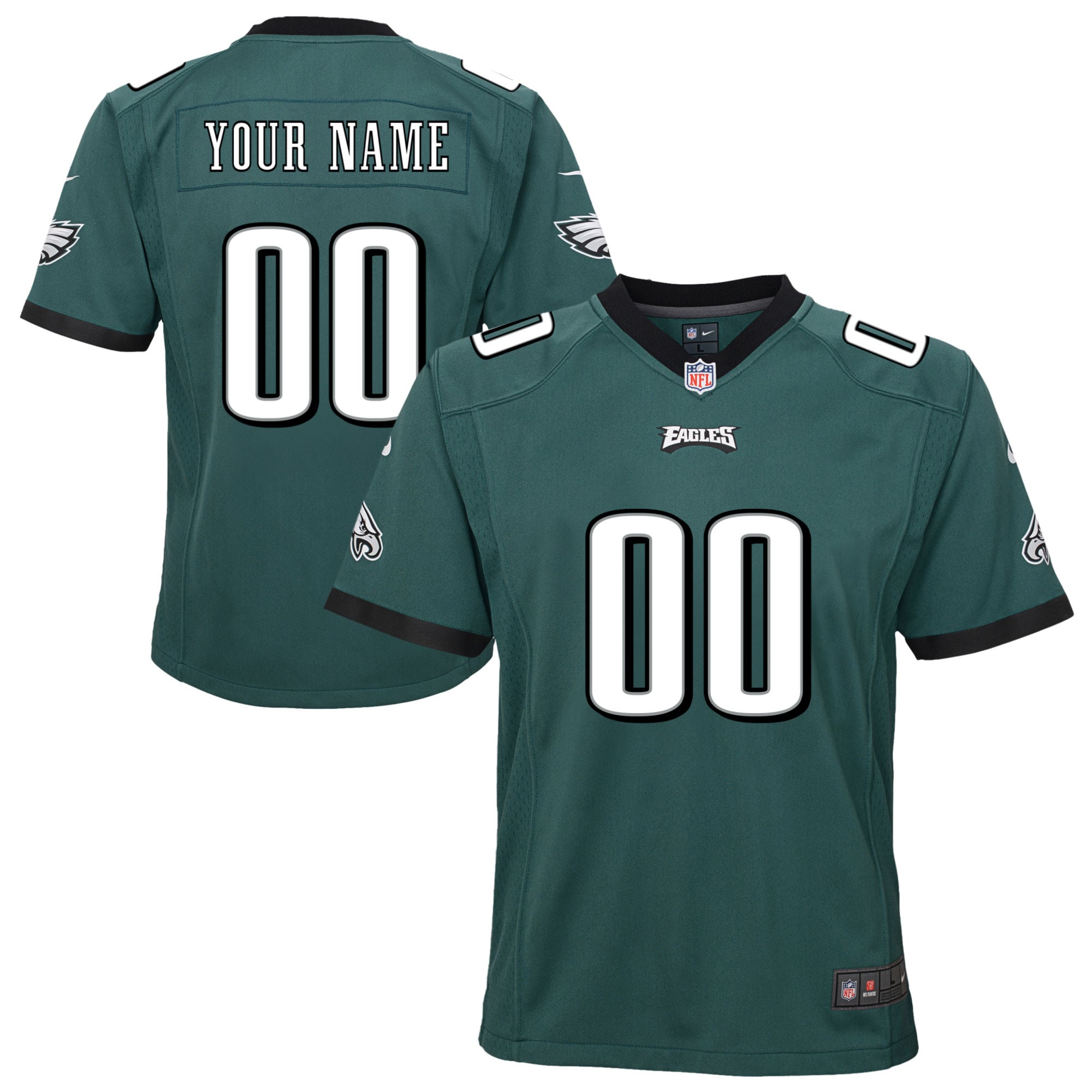 Philadelphia Eagles Nike Youth Team Custom Game Jersey - Midnight Green - vstockx
