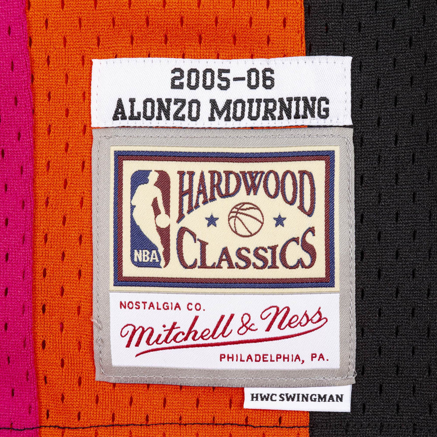Men's Alonzo Mourning Miami Heat Mitchell & Ness NBA 2005-06 Black Alternate Throwback Swingman Jersey - vstockx