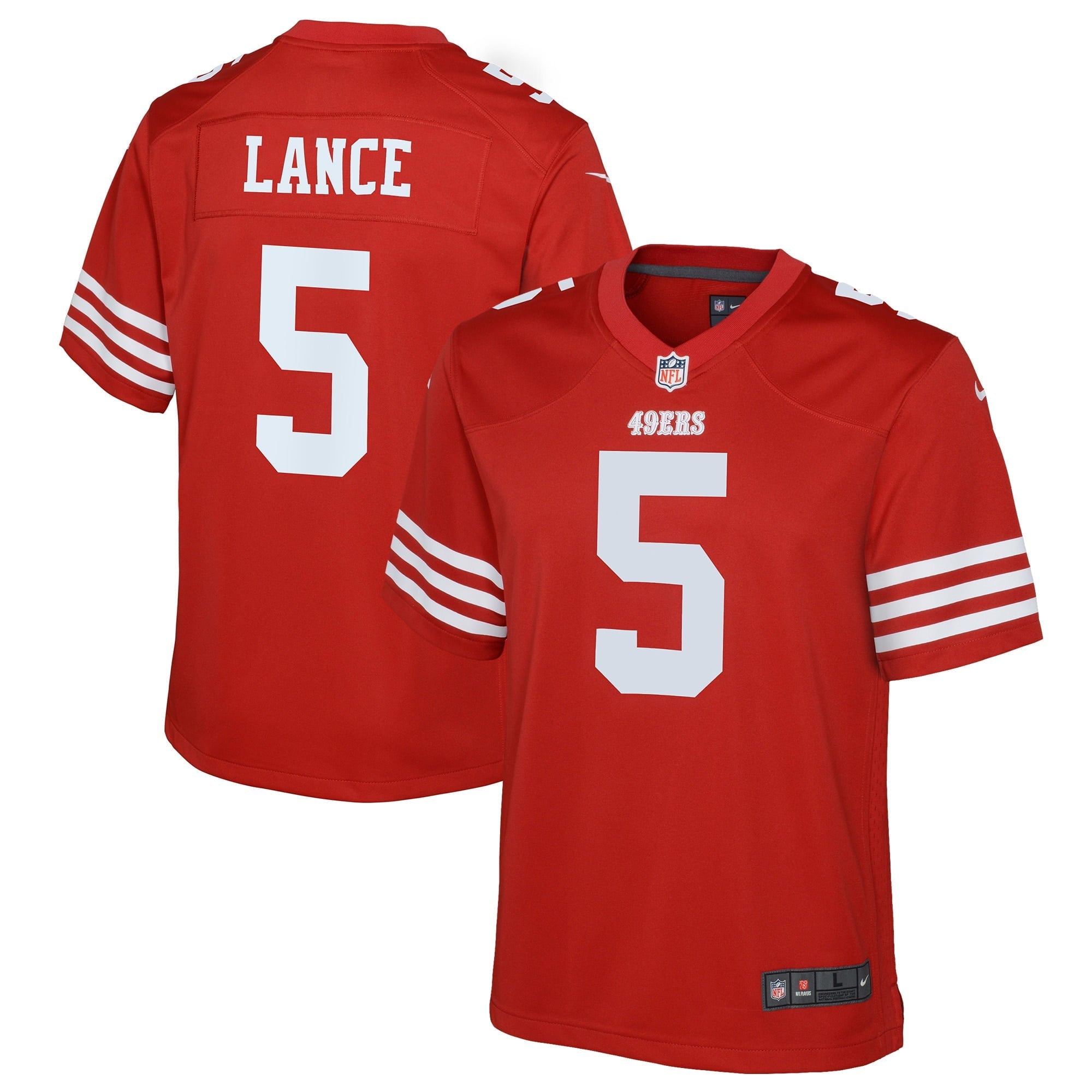 Youth Nike Trey Lance Scarlet San Francisco 49ers Game Jersey - vstockx