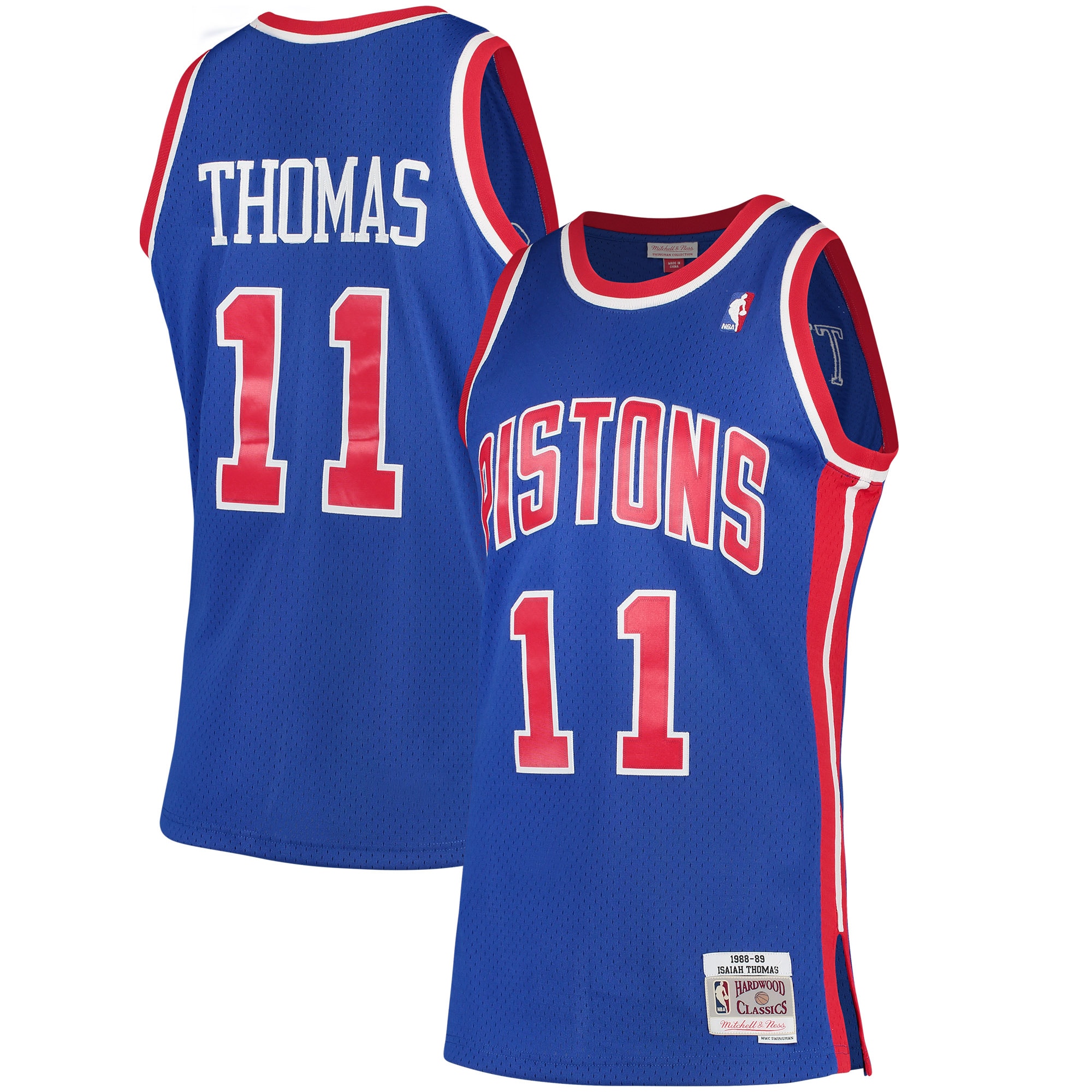 Isiah Thomas Detroit Pistons Mitchell & Ness Hardwood Classics Swingman Jersey - Blue - vstockx