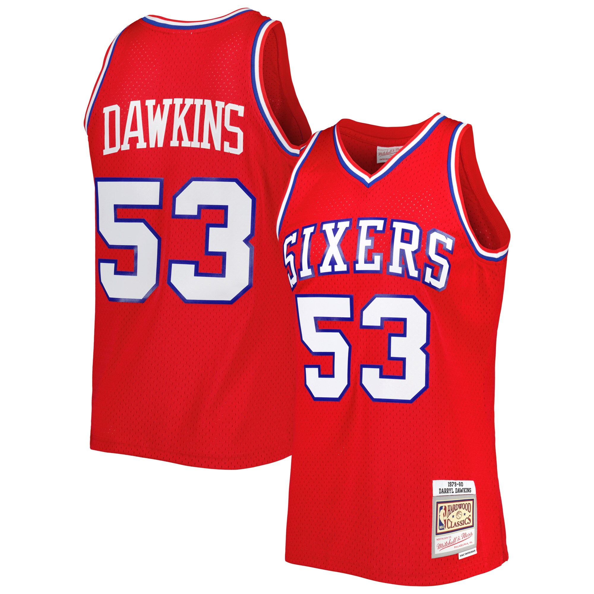 Darryl Dawkins Philadelphia 76ers Mitchell & Ness Hardwood Classics 1979/80 Swingman Jersey - Red - vstockx
