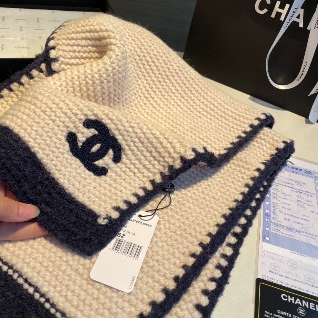 Streetwear Scarf CHANEL 329023 SIZE: 30*200cm - vstockx