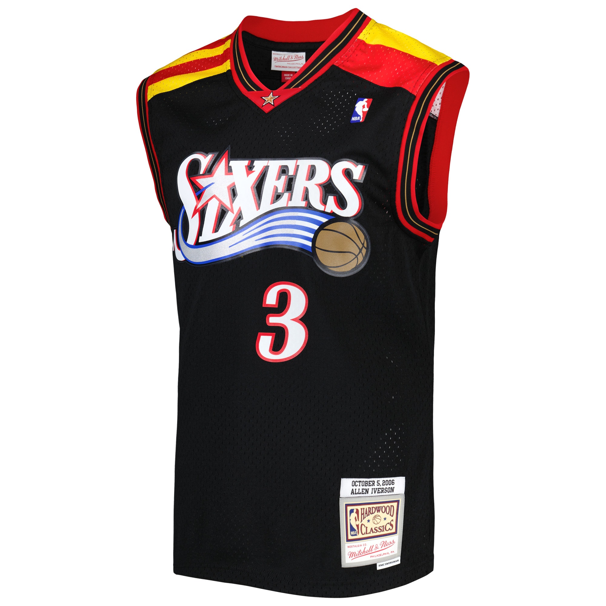 Allen Iverson Philadelphia 76ers Mitchell & Ness Hardwood Classics 2006/07 Swingman Jersey - Black - vstockx