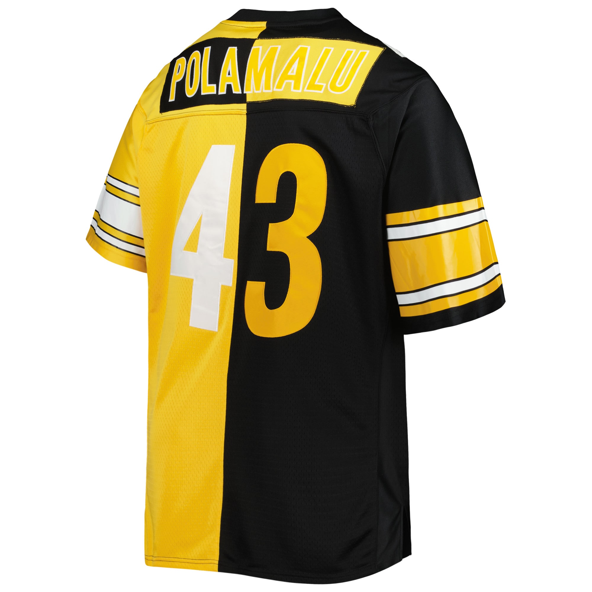 Troy Polamalu Pittsburgh Steelers Mitchell & Ness Big & Tall Split Legacy Retired Player Replica Jersey - Black/Gold - vstockx