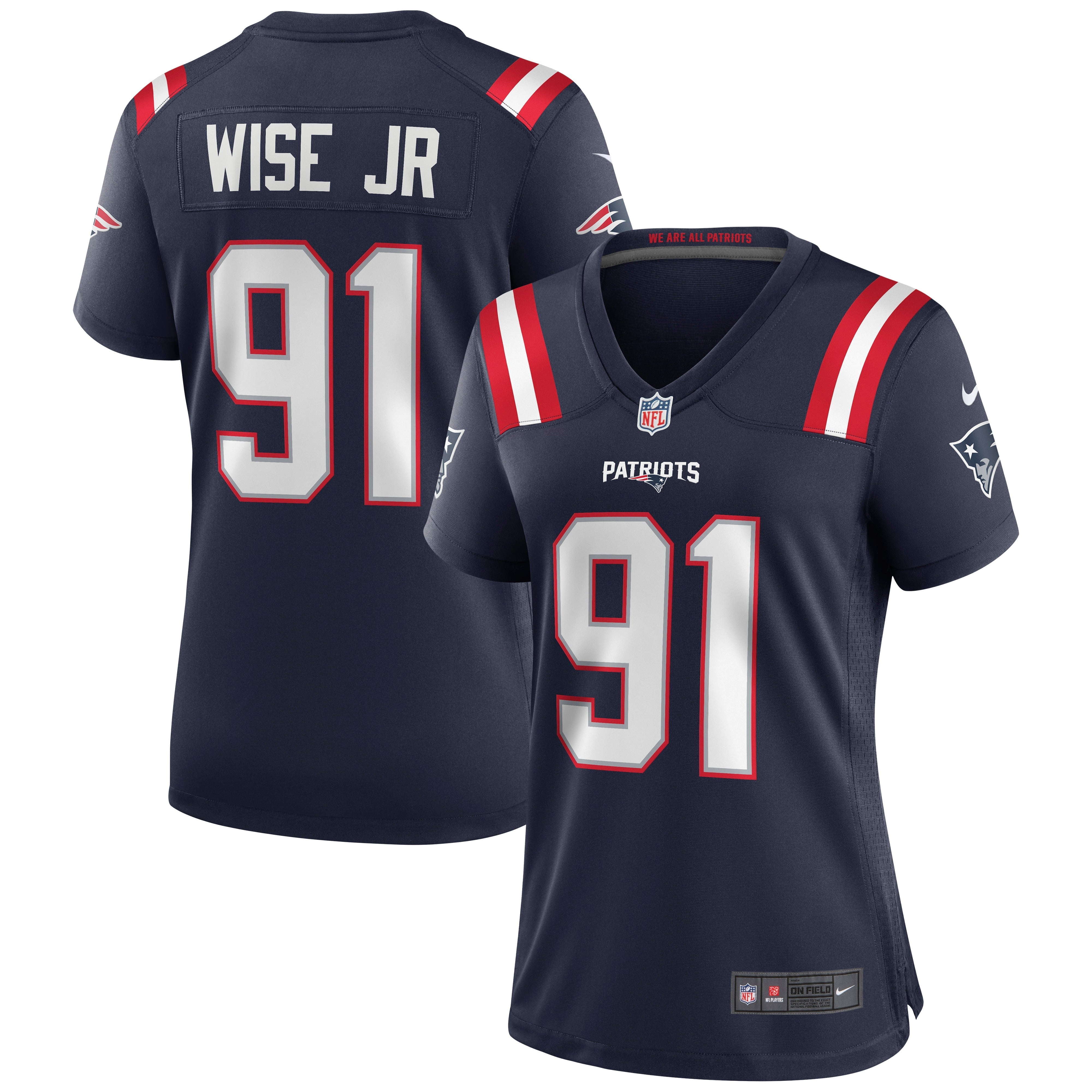 Women's Nike Deatrich Wise Jr. Navy New England Patriots Game Jersey - vstockx