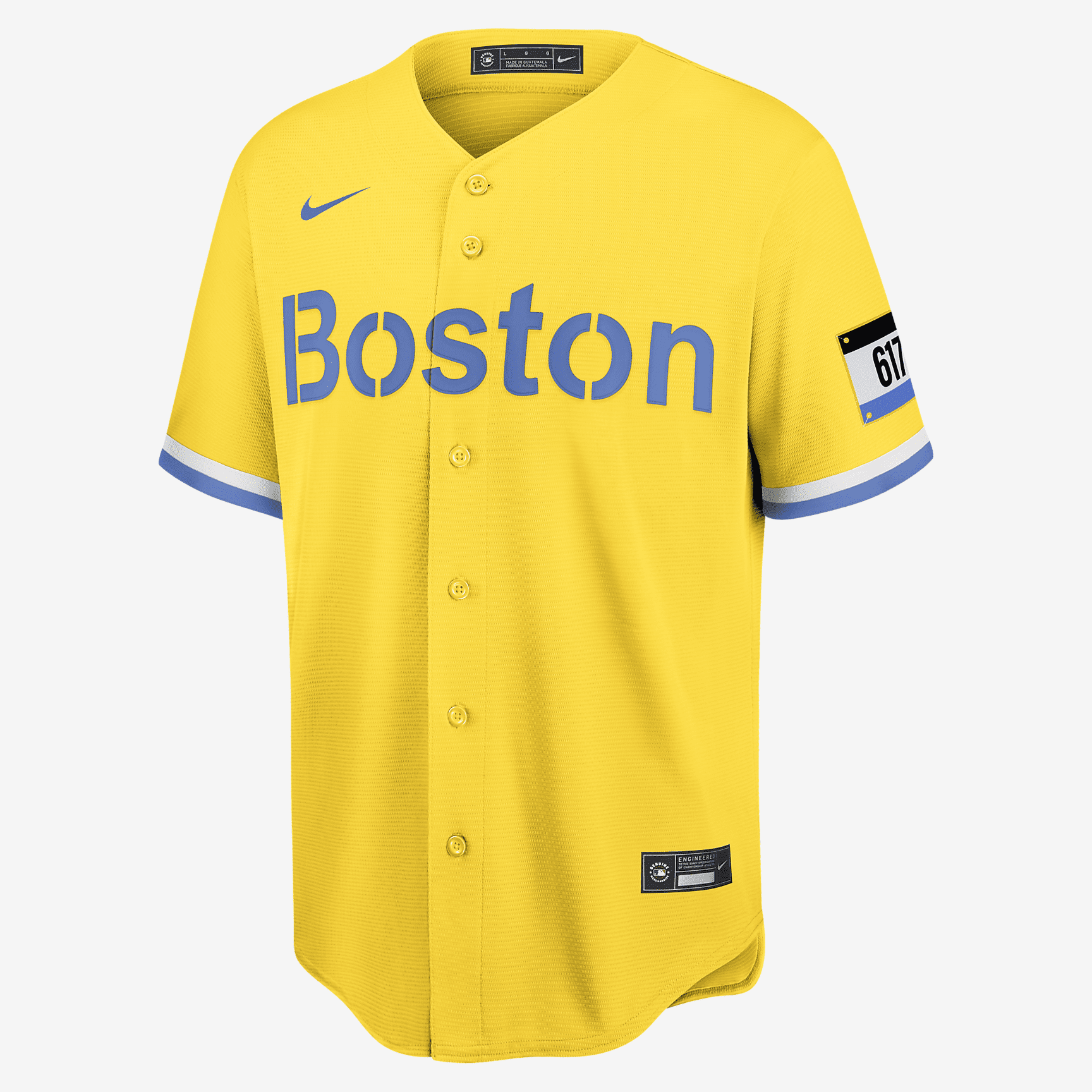 MLB Boston Red Sox City Connect Men's Replica Baseball Jersey - Gold/Light Blue - vstockx