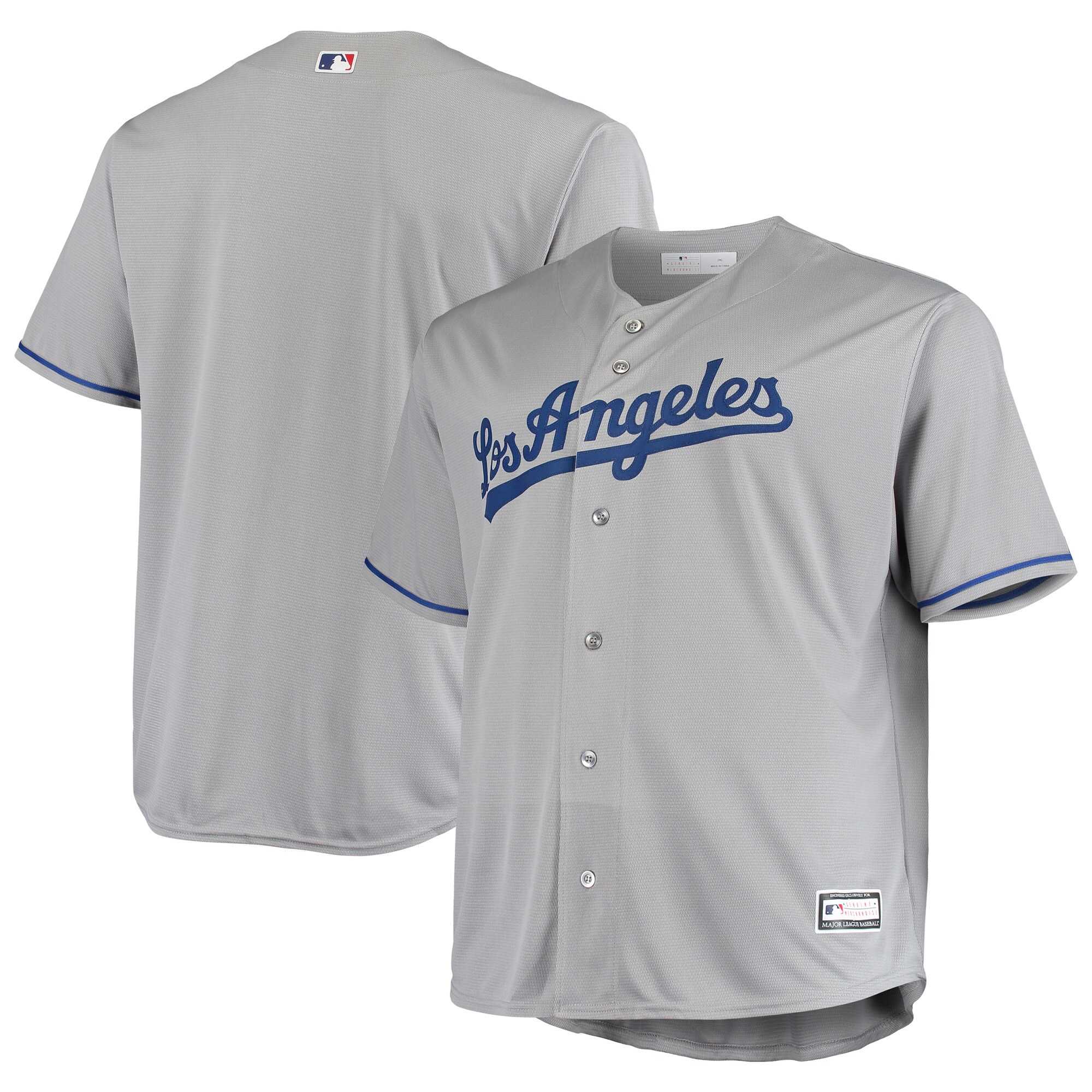 Los Angeles Dodgers Big & Tall Replica Team Jersey - Gray - vstockx