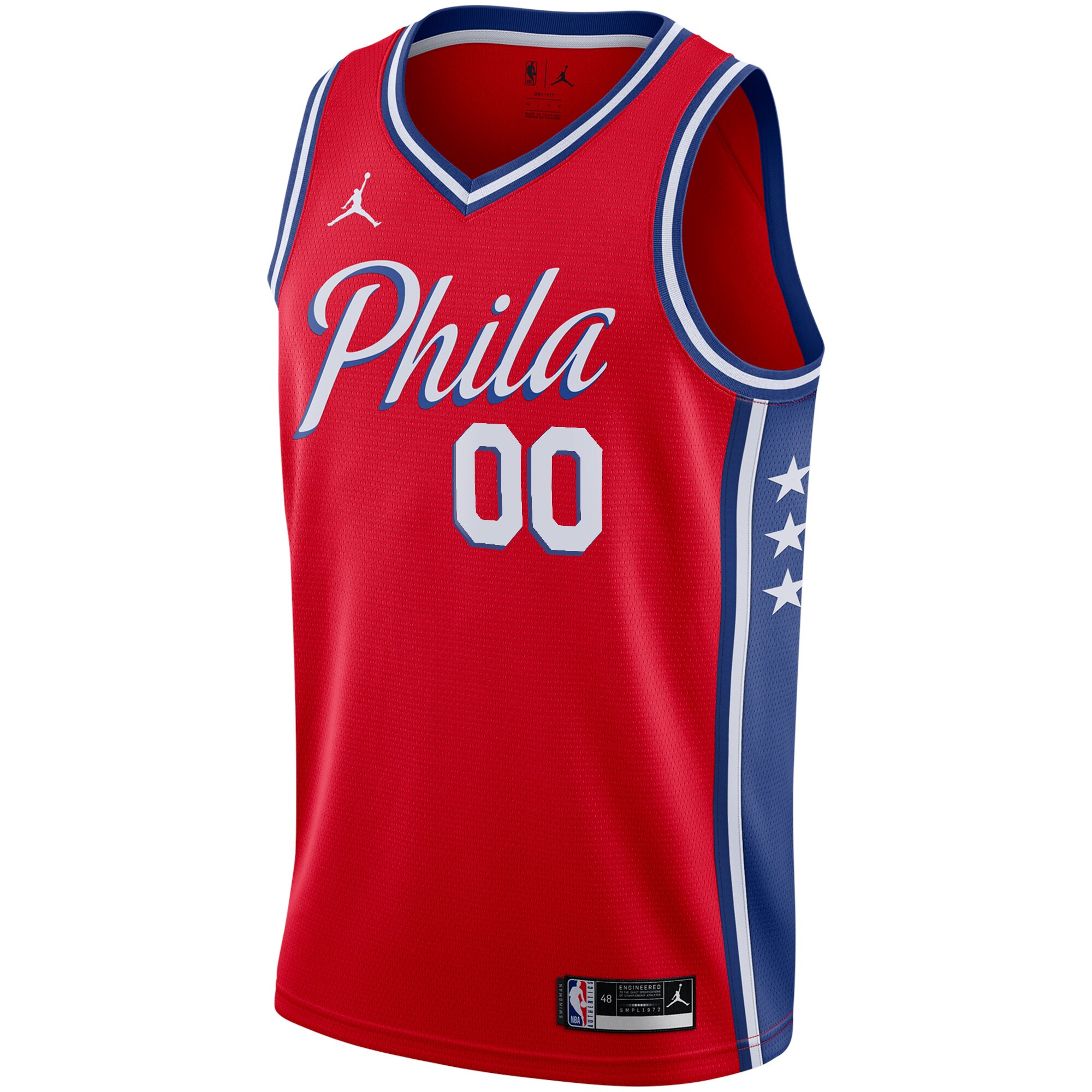 Philadelphia 76ers Jordans Brand Swingman Custom Jersey - Statement Edition - Red - vstockx