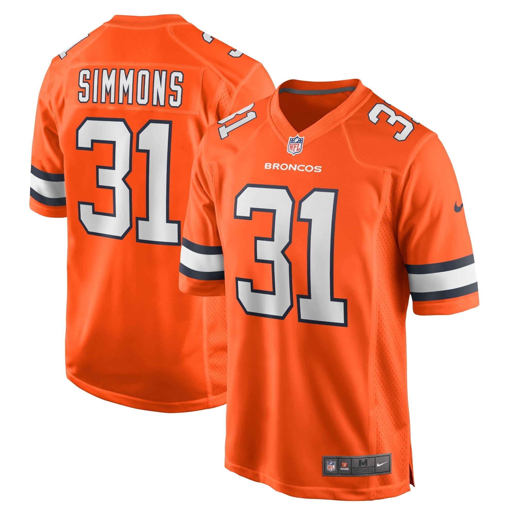 Men's Nike Justin Simmons Orange Denver Broncos Alternate Game Jersey - vstockx