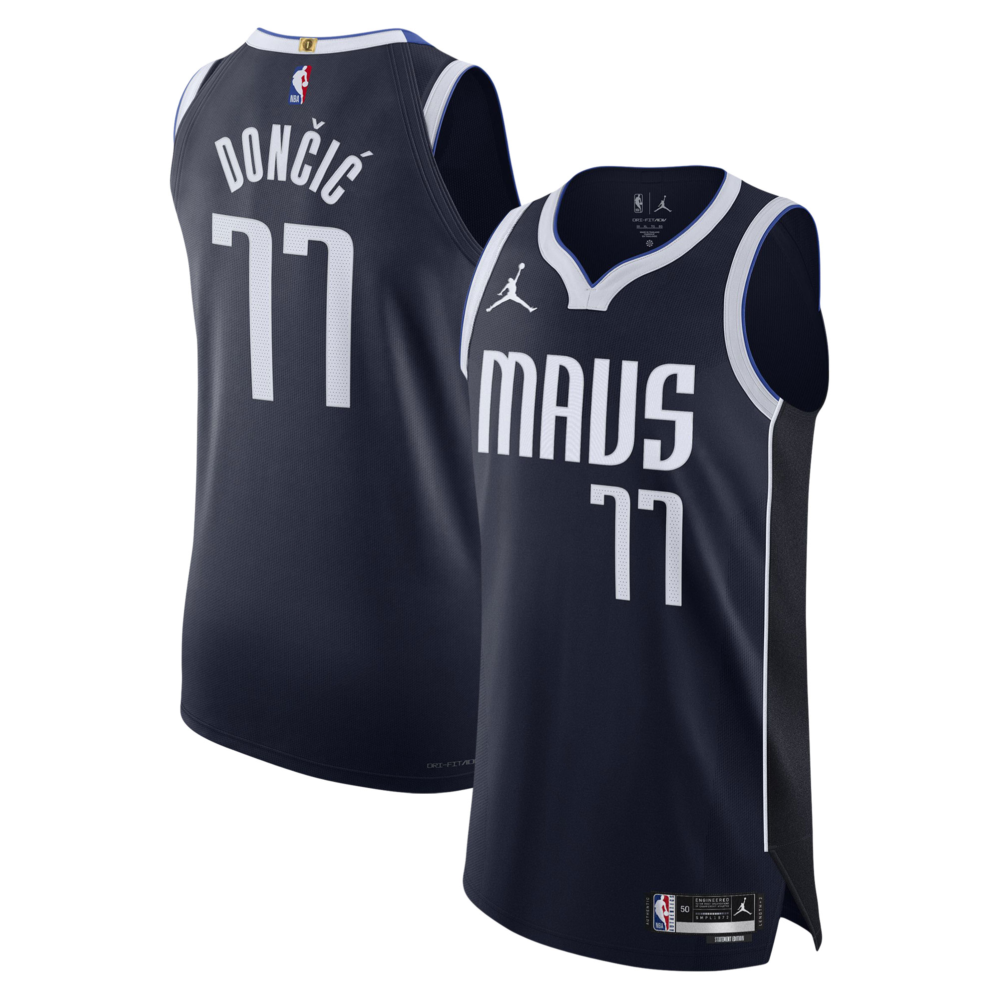 Luka Doncic Dallas Mavericks Jordans Brand Authentic Player Jersey - Statement Edition - Navy - vstockx