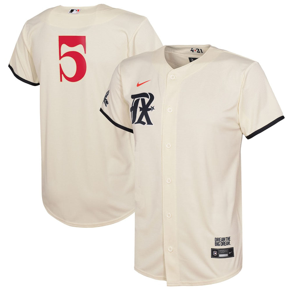 Youth Texas Rangers Corey Seager 2023 City Connect Replica Jersey - Cream - vstockx