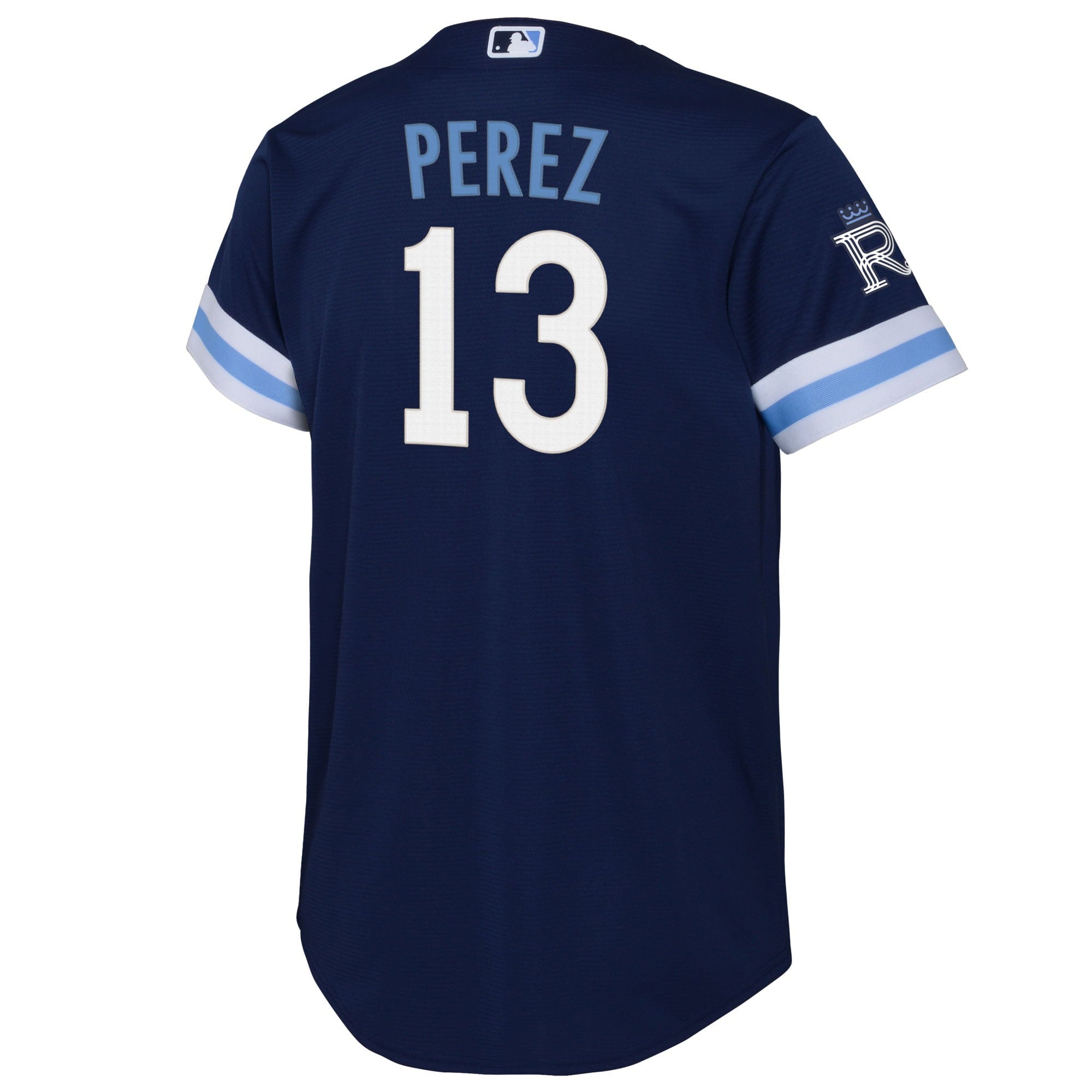 Youth Nike Salvador Perez Navy Kansas City Royals 2022 City Connect Replica Player Jersey - vstockx