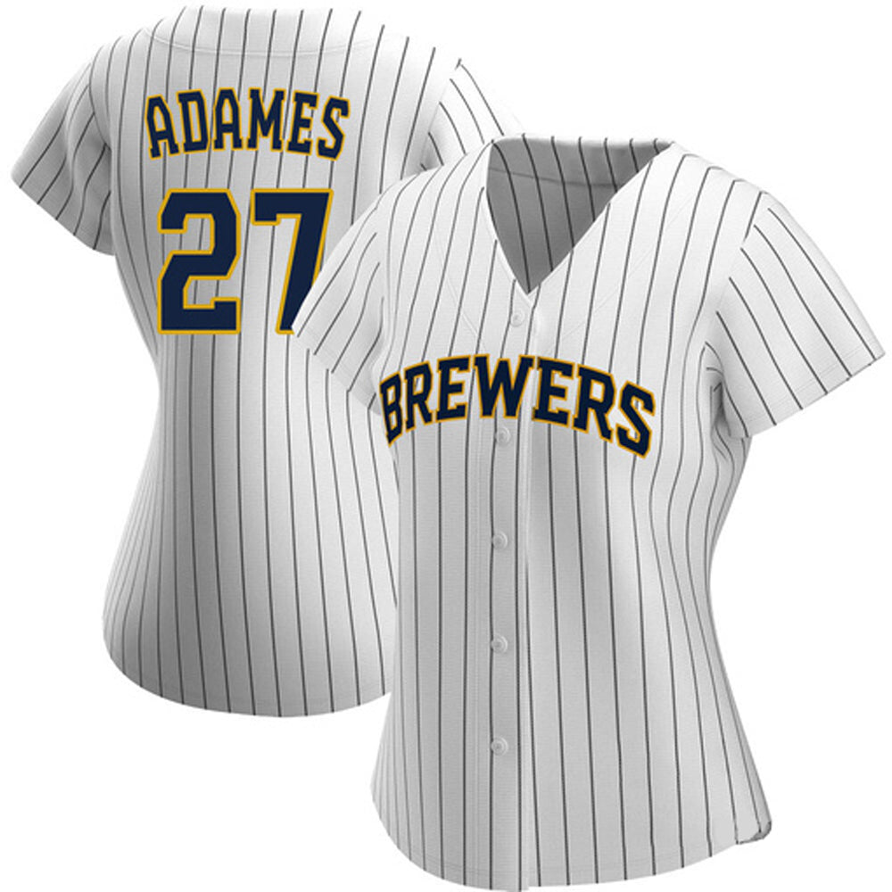 Women's Milwaukee Brewers Willy Adames Cool Base Replica Home Jersey - White - vstockx