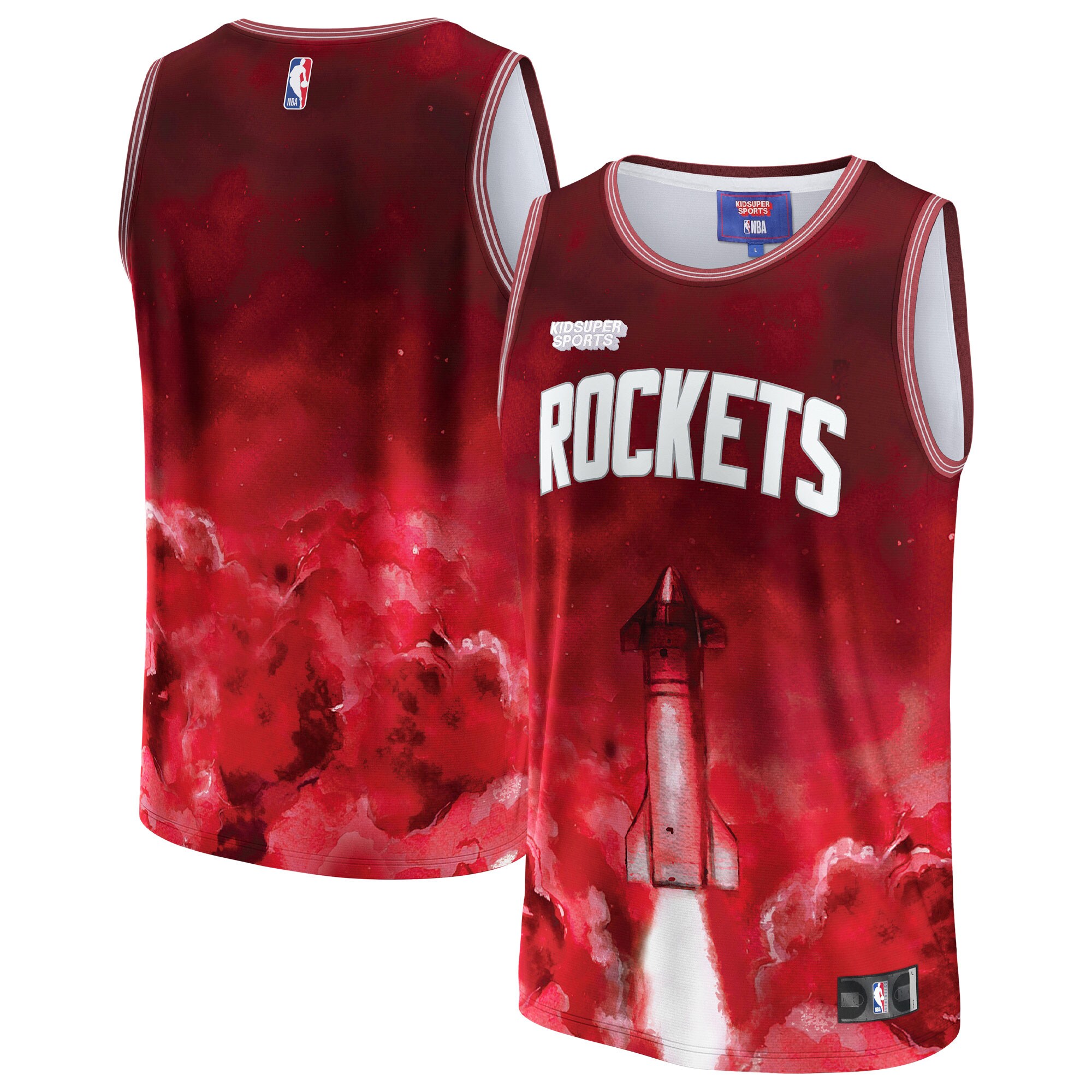 Houston Rockets NBA & KidSuper Studios by Fanatics Unisex Hometown Jersey - Red - vstockx