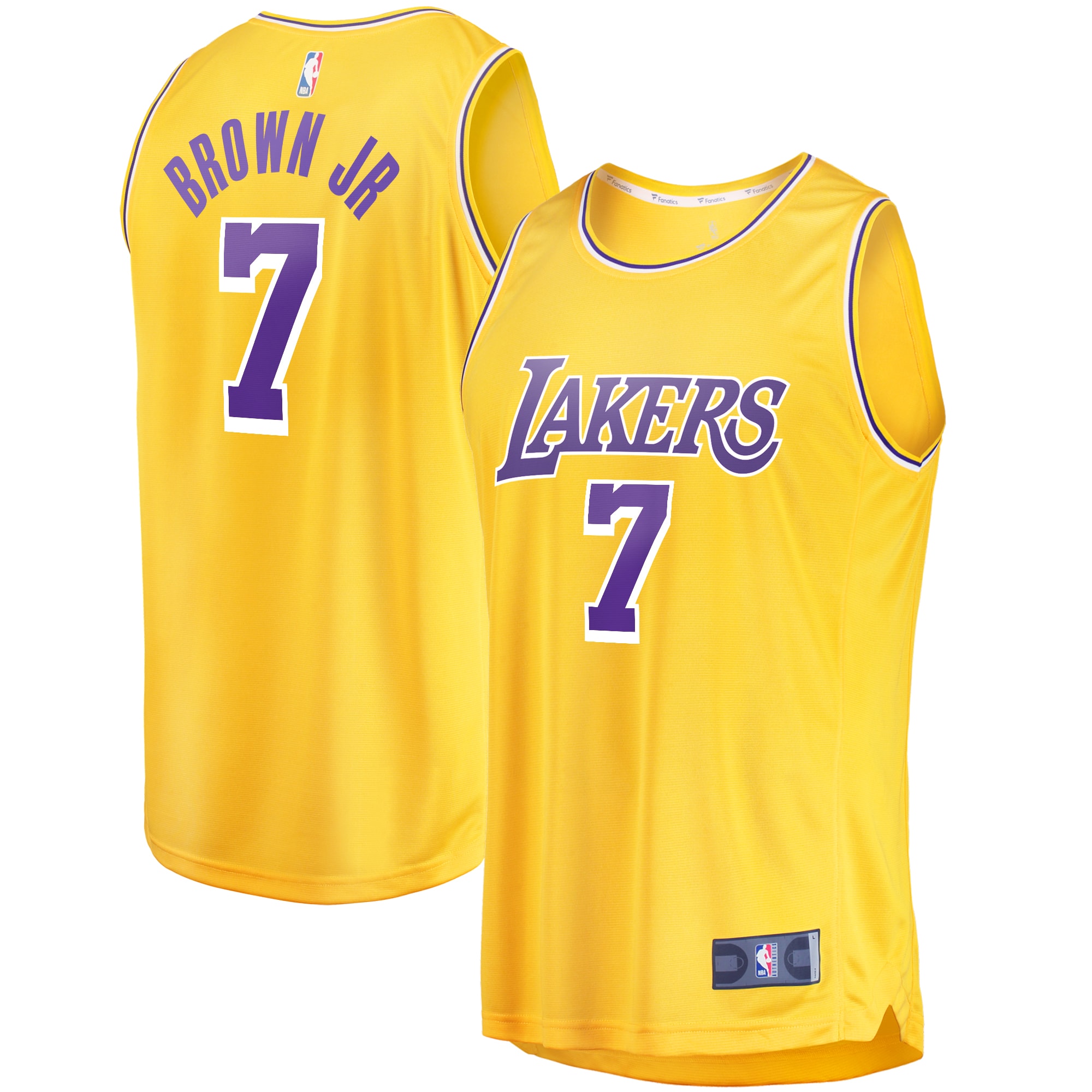 Troy Brown Jr. Los Angeles Lakers Fanatics Branded Fast Break Replica Jersey - Icon Edition - Gold - vstockx