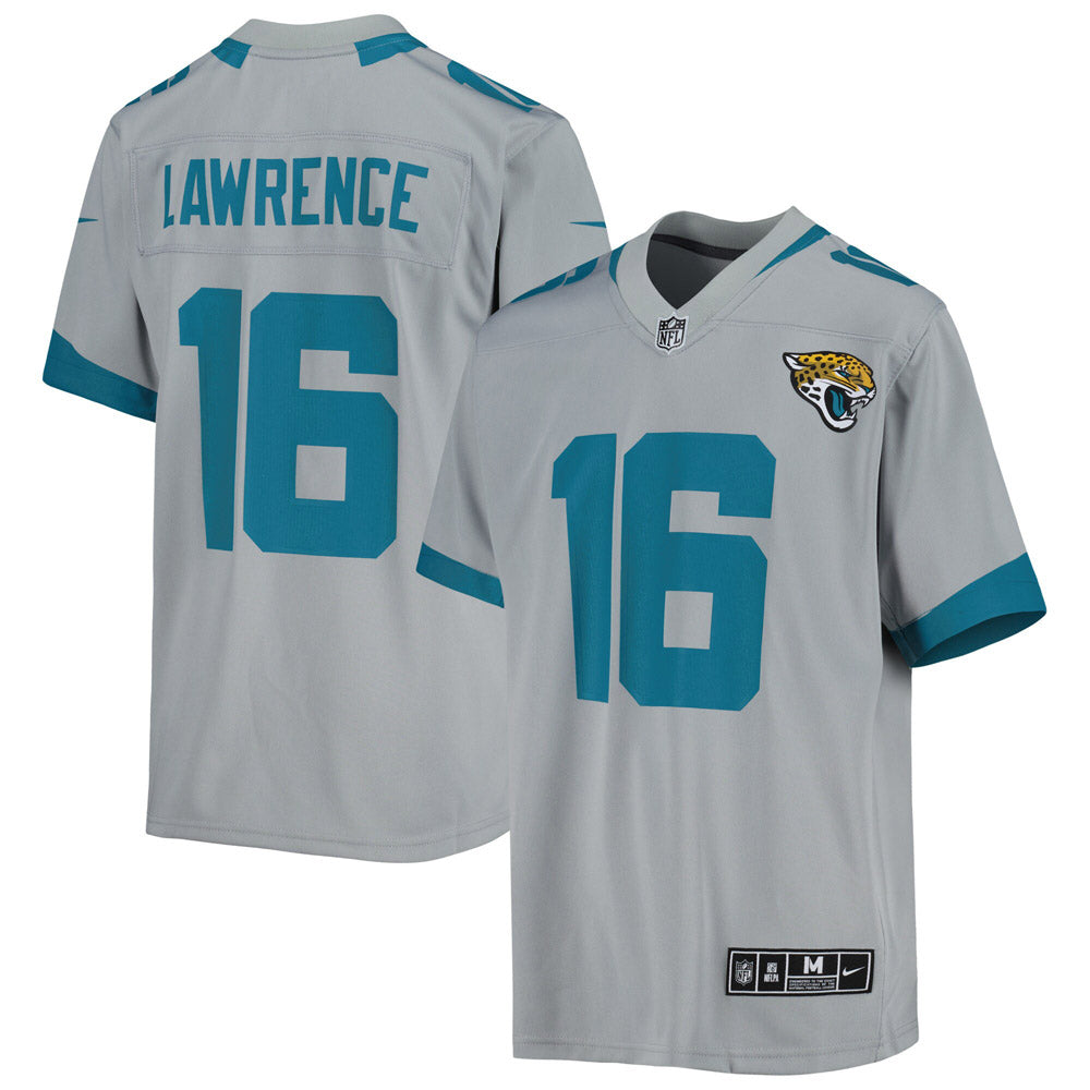 Youth Jacksonville Jaguars Trevor Lawrence Inverted Team Game Jersey Silver - vstockx