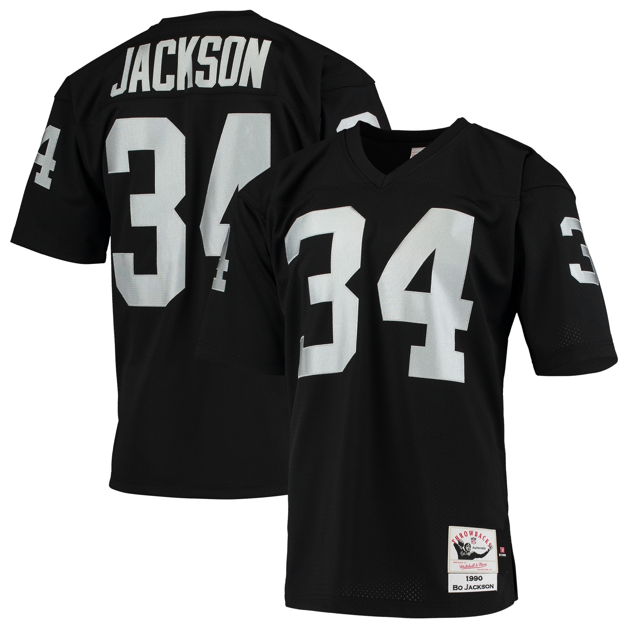 Bo Jackson Las Vegas Raiders Mitchell & Ness 1990 Authentic Throwback Retired Player Jersey - Black - vstockx