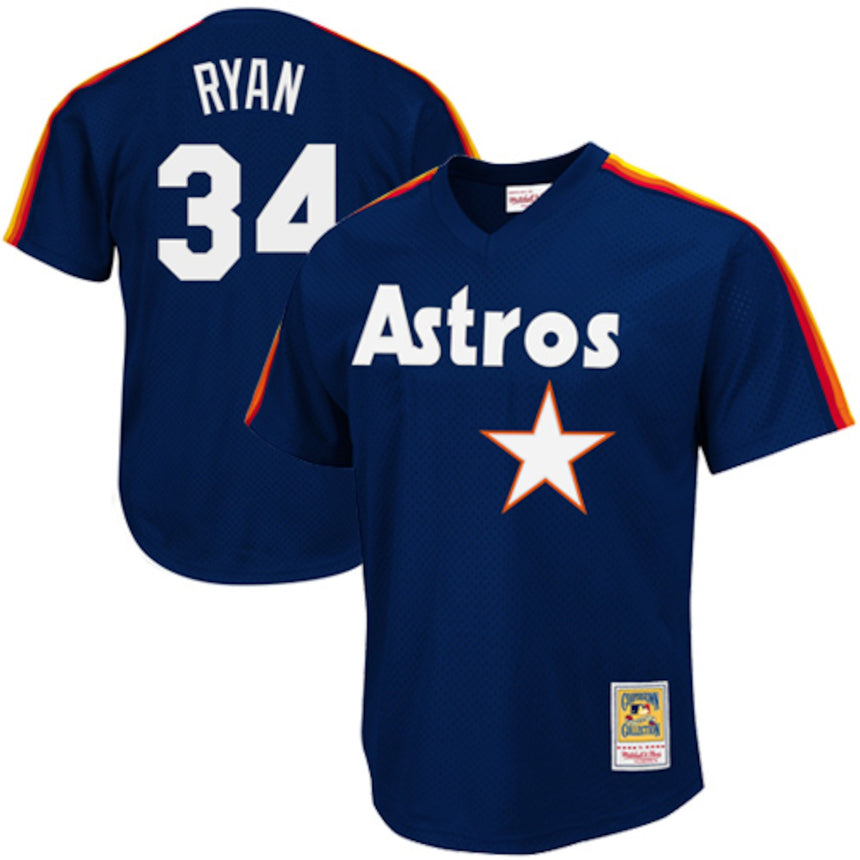 Men's Houston Astros Nolan Ryan Mitchell & Ness Navy 1988 Authentic Cooperstown Collection Mesh Batting Practice Jersey - vstockx