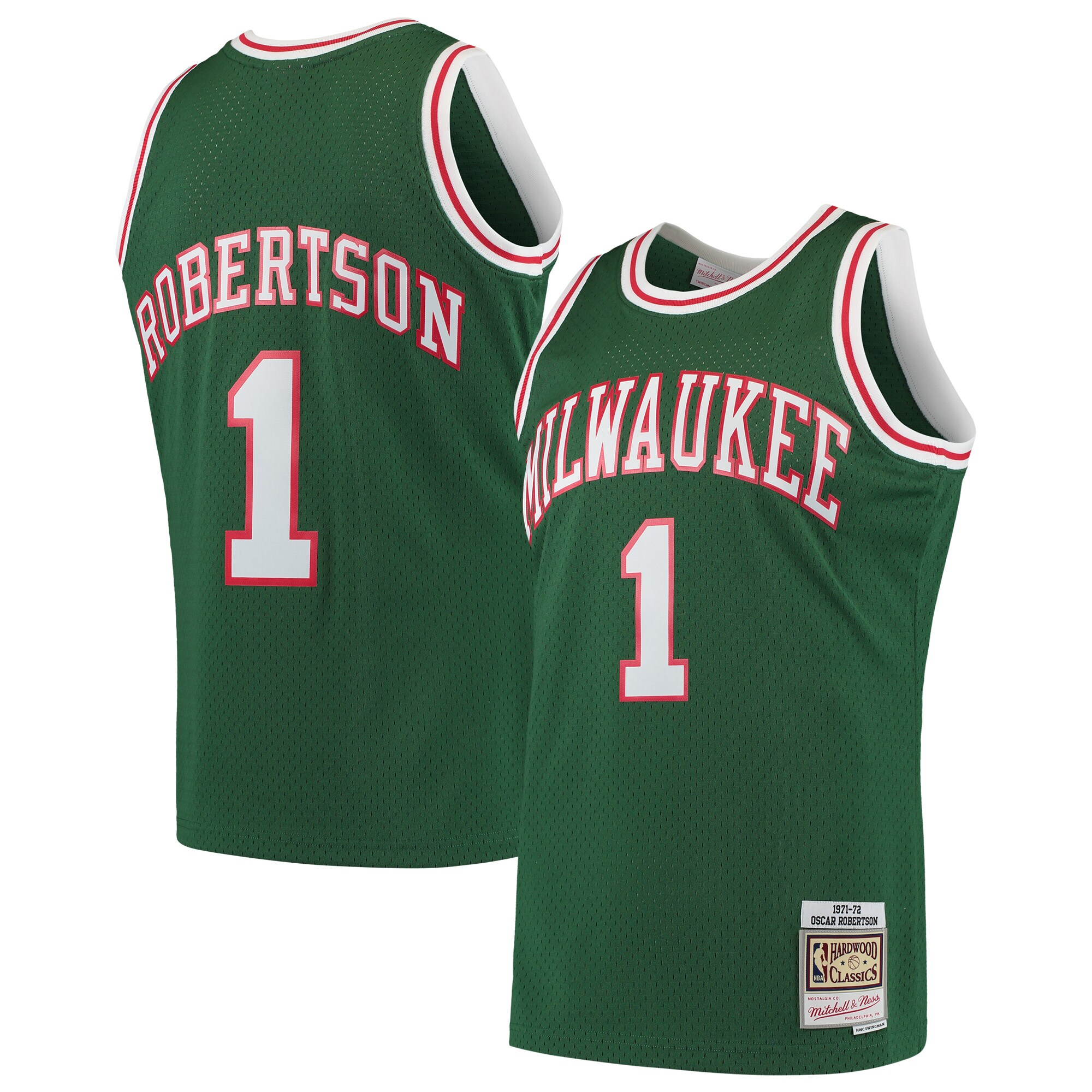 Oscar Robertson Milwaukee Bucks Mitchell & Ness Hardwood Classics Swingman Jersey - Green - vstockx