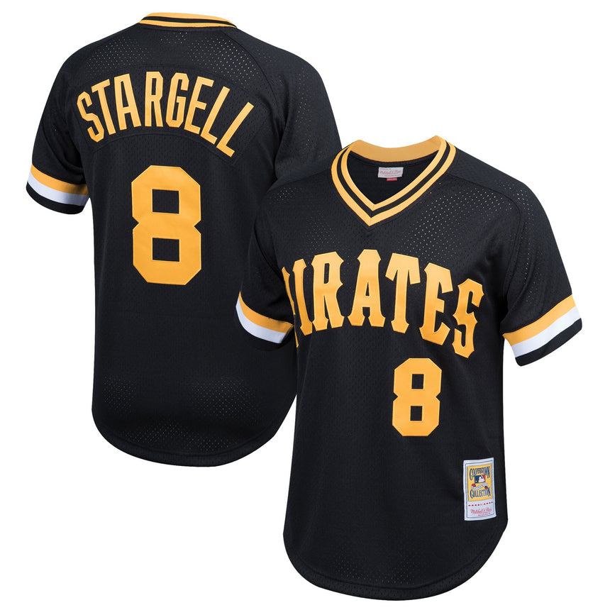 Youth Pittsburgh Pirates Willie Stargell & Ness Black Cooperstown Collection Mesh Batting Practice Jersey - vstockx