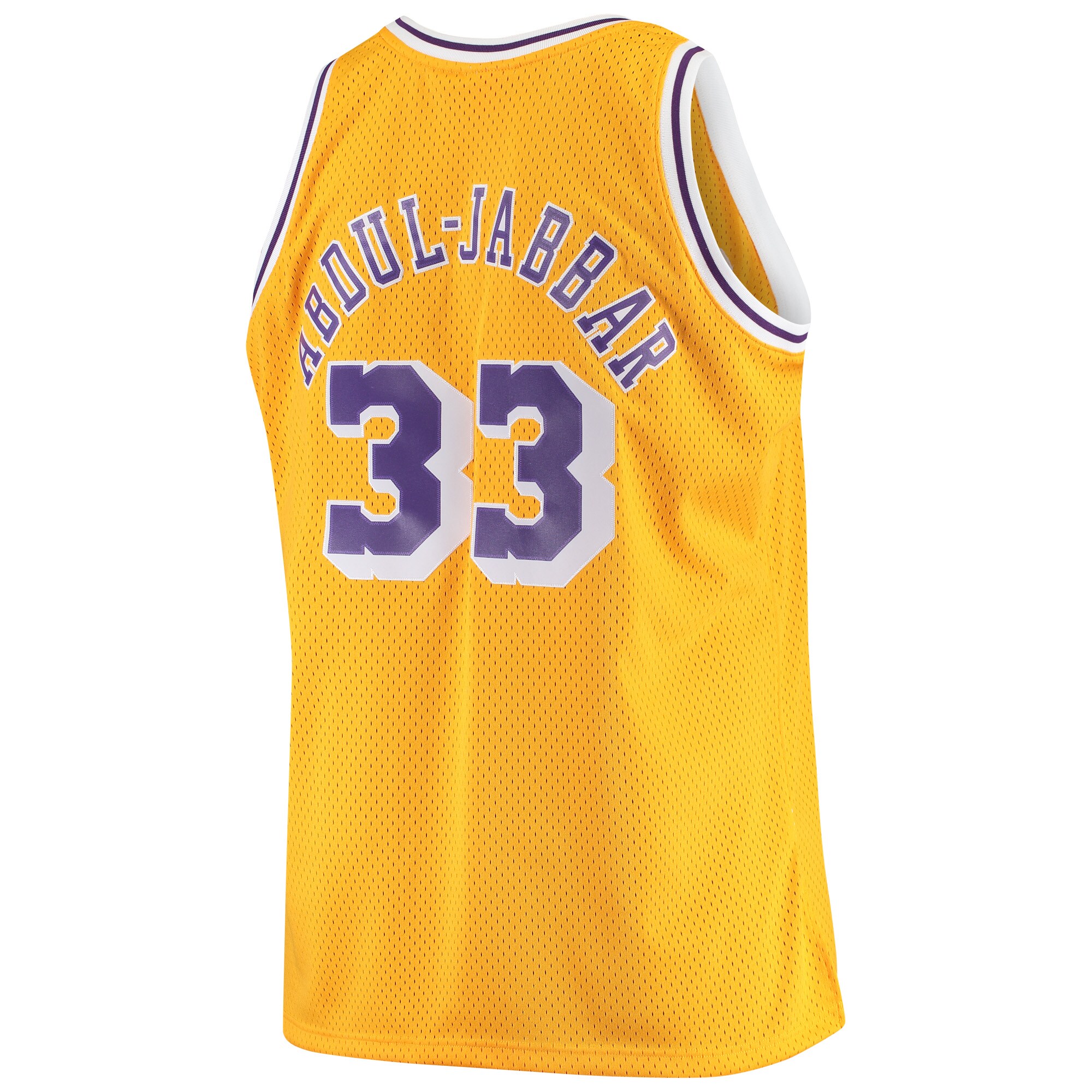 Kareem Abdul-Jabbar Los Angeles Lakers Mitchell & Ness Big & Tall Hardwood Classics Jersey - Gold - vstockx