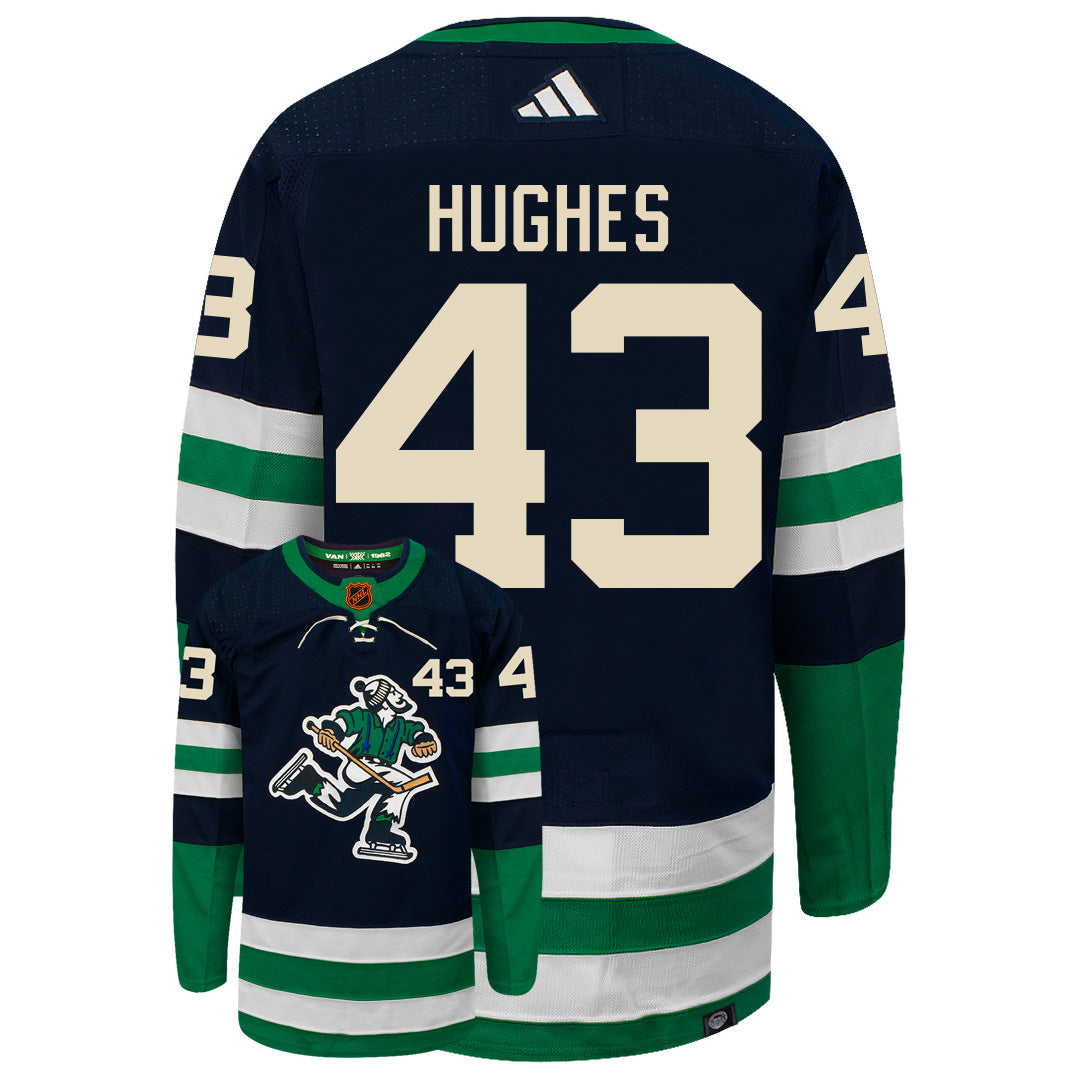 Quinn Hughes Vancouver Canucks Adidas 2022 Primegreen Reverse Retro Authentic NHL Hockey Jersey - vstockx