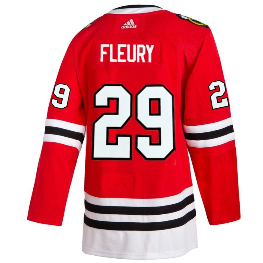 Men's Marc-Andre Fleury Chicago Blackhawks Home Red Adidas Authentic Jersey - vstockx