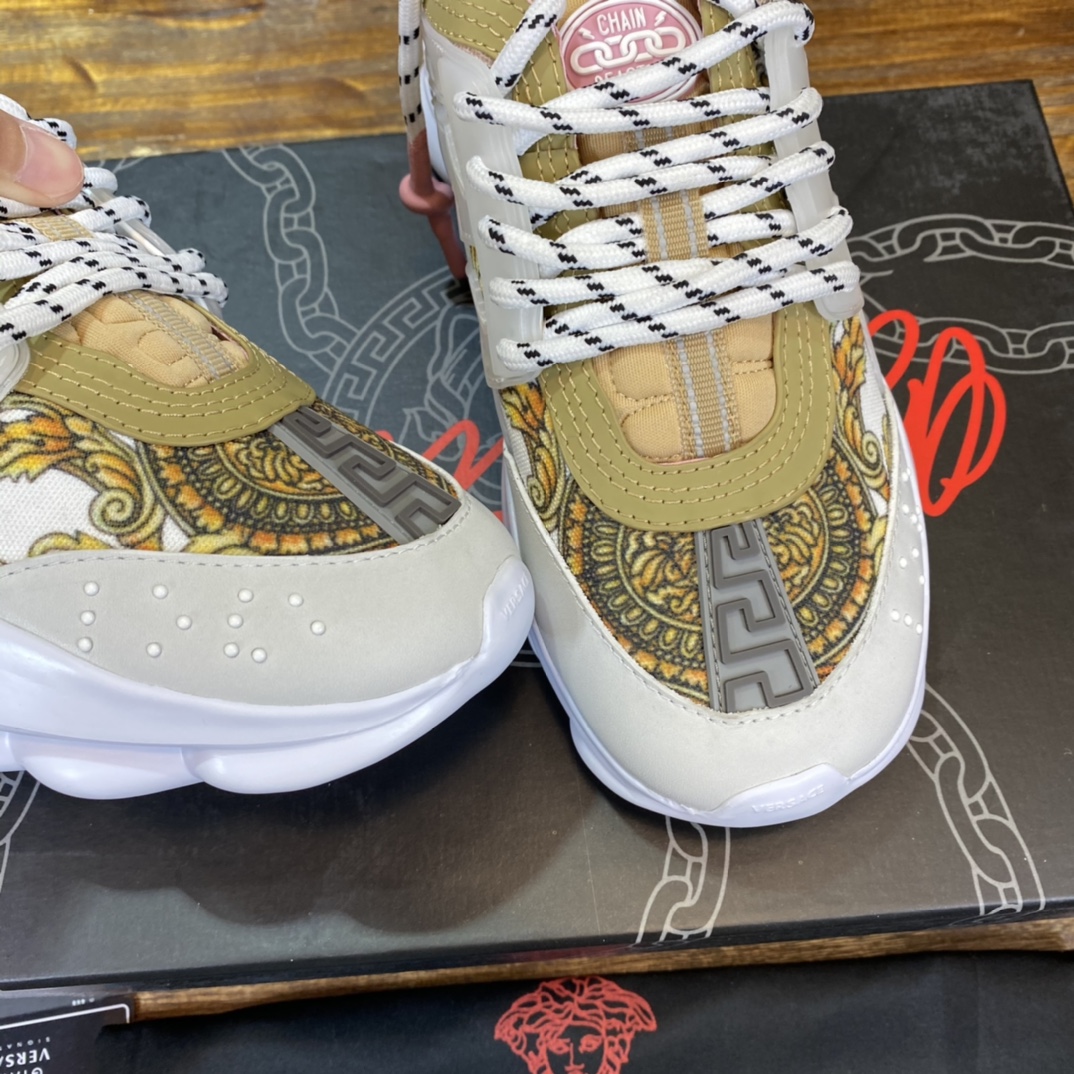 Versace Chain Reaction White Pink Yellow Barocco (W) - vstockx