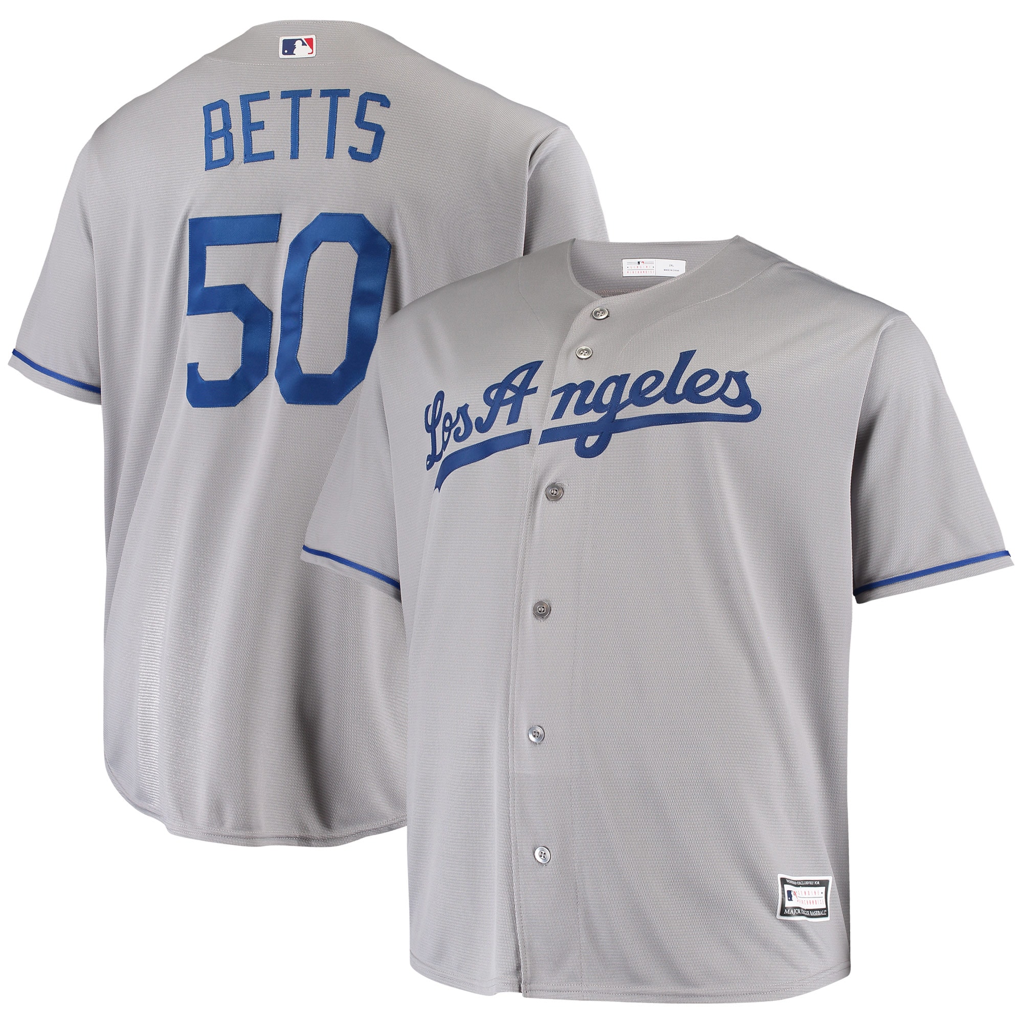 Mookie Betts Los Angeles Dodgers Big & Tall Replica Player Jersey - Gray - vstockx