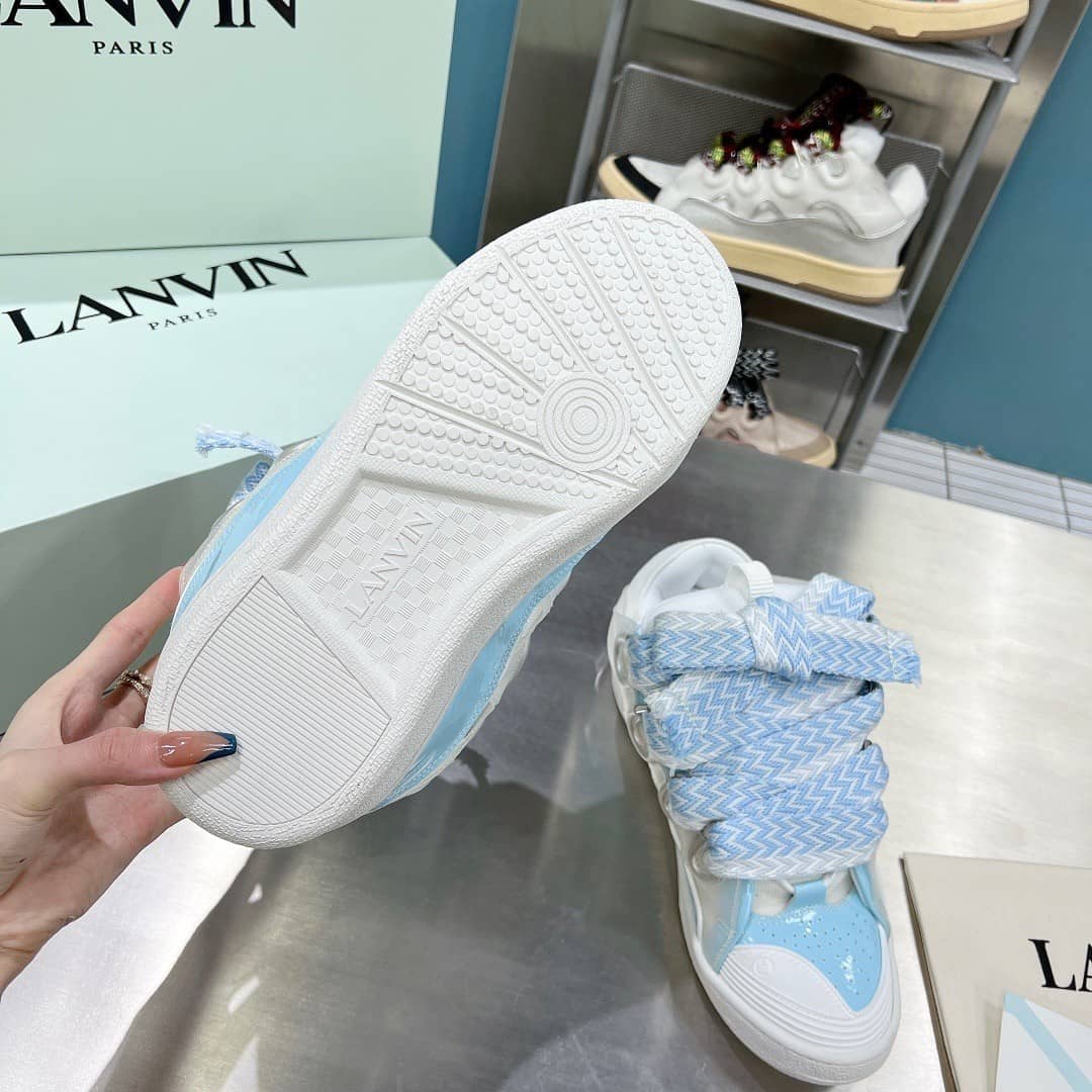 Lanvin Leather Curb White Blue (Women's) - vstockx