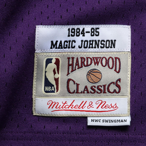 Men's Los Angeles Lakers Magic Johnson Mitchell & Ness Purple 1984-85 Hardwood Classics Swingman Jersey - vstockx