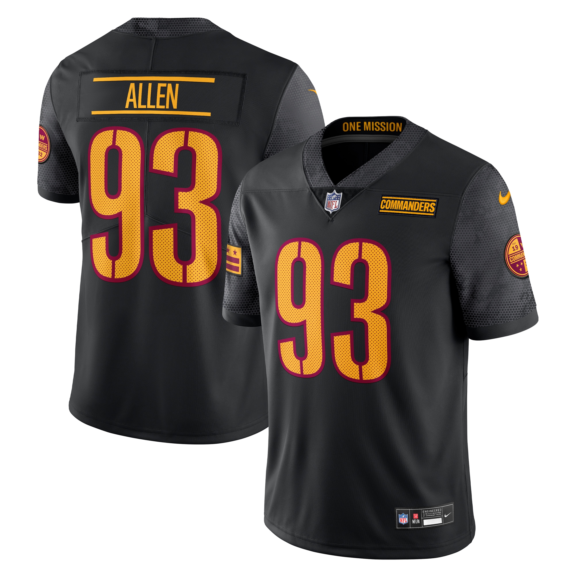Jonathan Allen Washington Commanders Nike Alternate Vapor Untouchable Limited Jersey - Black - vstockx