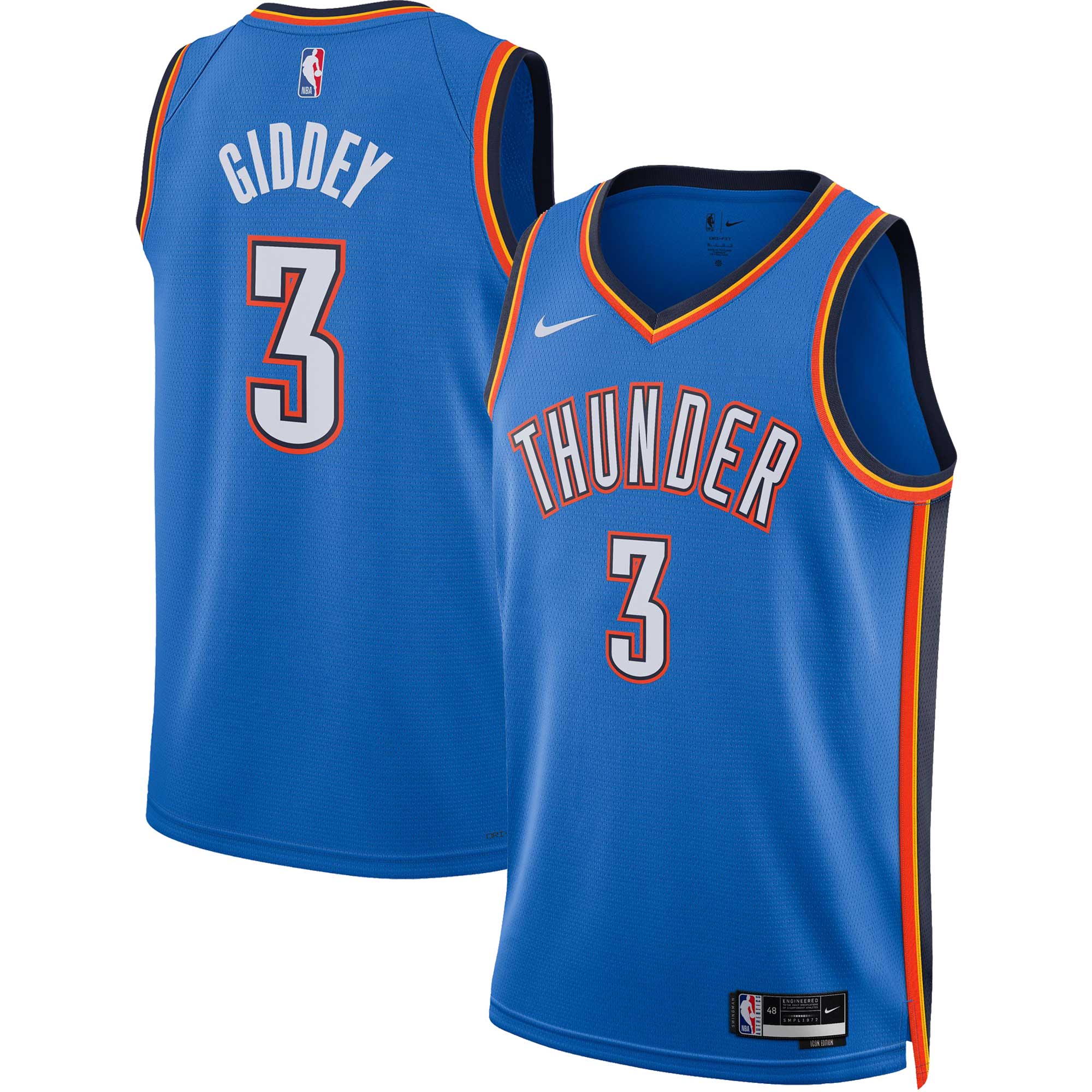 Josh Giddey Oklahoma City Thunder Nike Unisex Swingman Jersey - Association Edition - Blue - vstockx