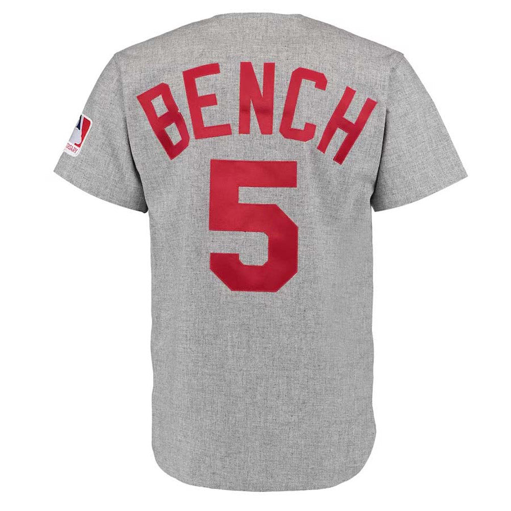 Men's Cincinnati Reds Johnny Bench Cooperstown Collection Jersey - Gray - vstockx