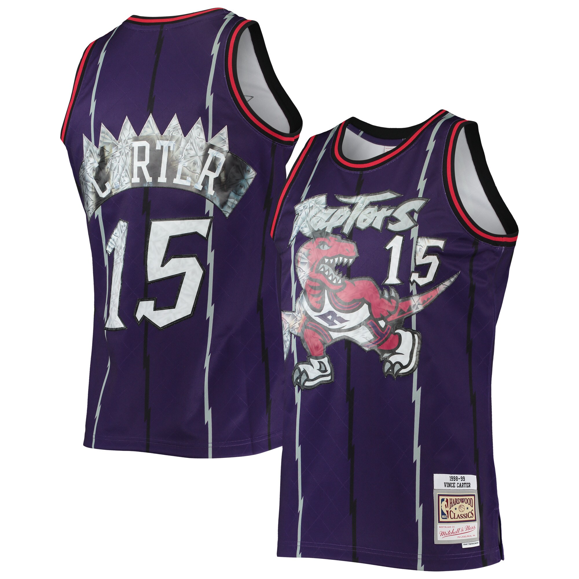 Vince Carter Toronto Raptors Mitchell & Ness 1996-97 Hardwood Classics NBA 75th Anniversary Diamond Swingman Jersey - Purple - vstockx