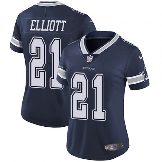 Women's Dallas Cowboys Ezekiel Elliott Limited Player Jersey Navy Blue - vstockx