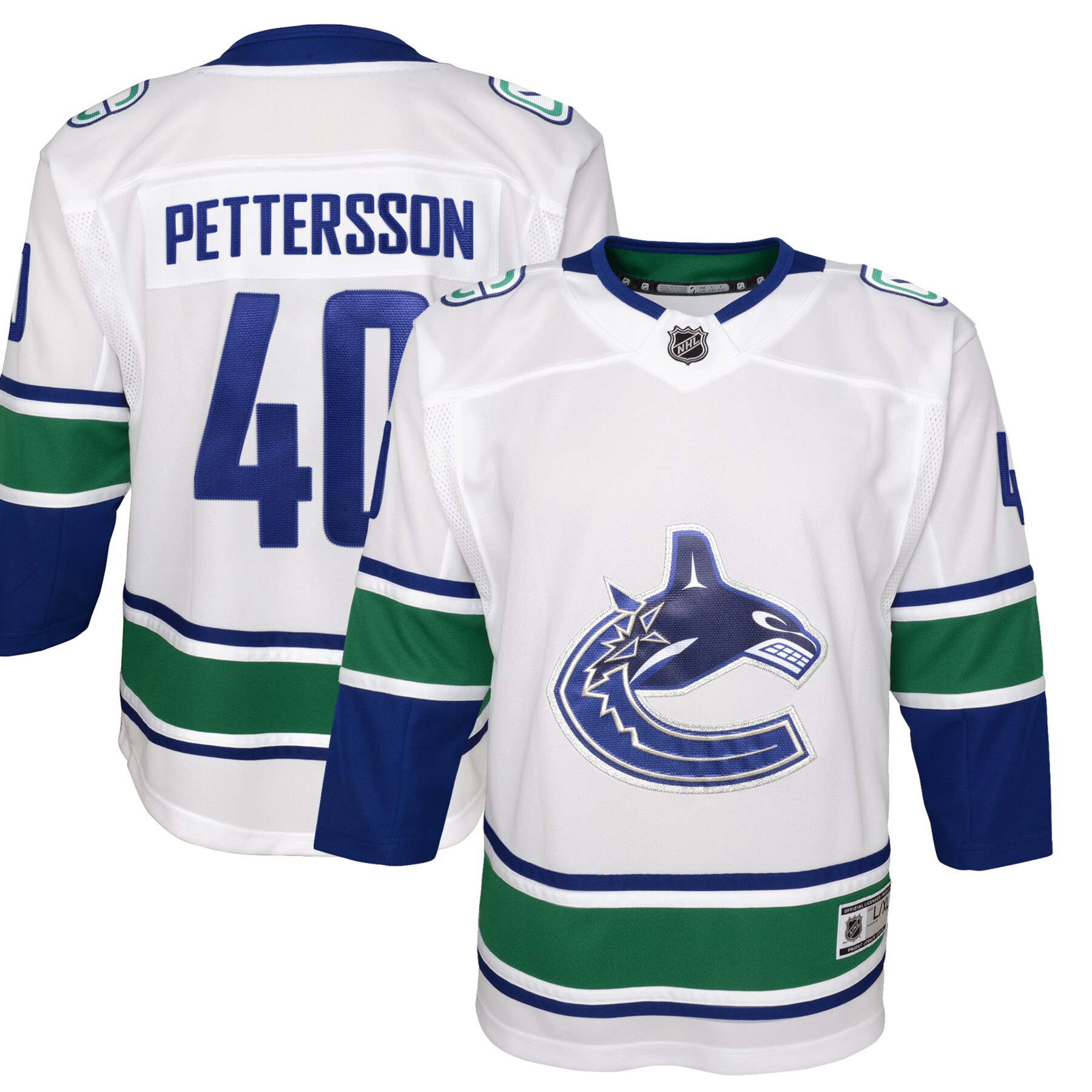 Elias Pettersson Vancouver Canucks Youth 2019/20 Away Premier Player Jersey - White - vstockx